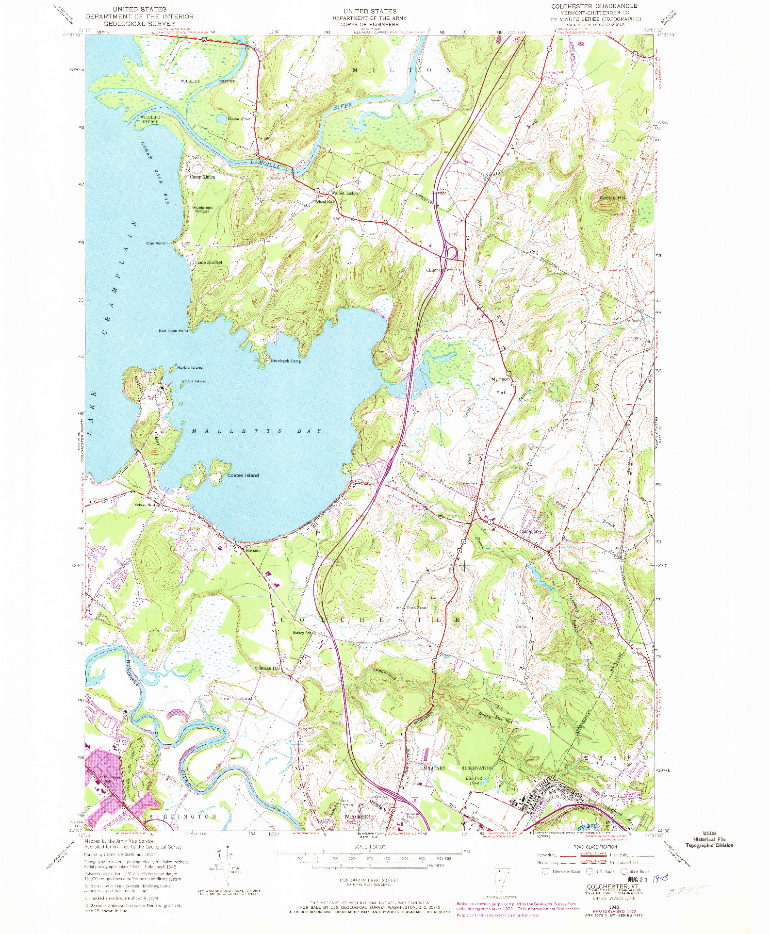 USGS 1:24000-SCALE QUADRANGLE FOR COLCHESTER, VT 1948