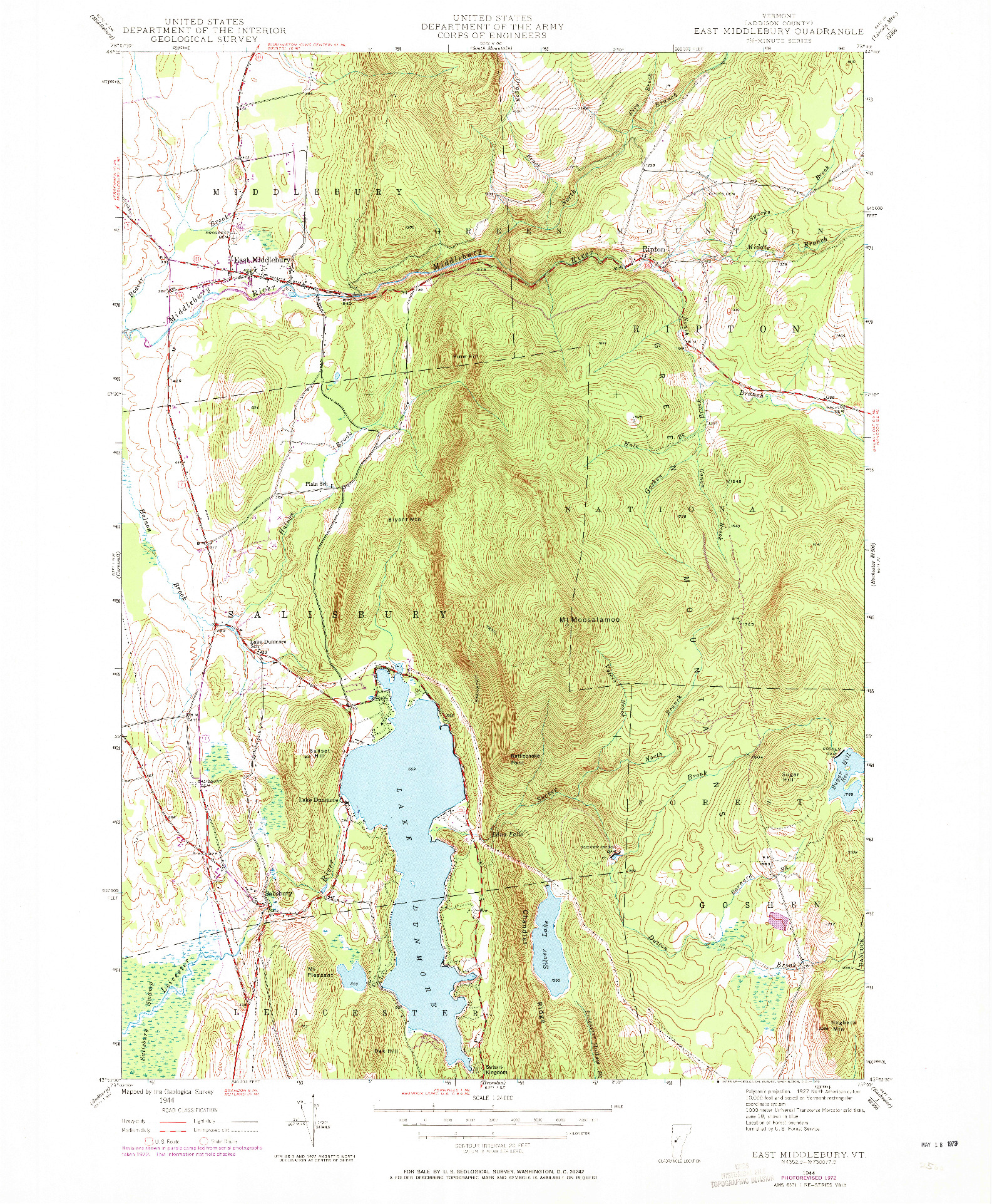 USGS 1:24000-SCALE QUADRANGLE FOR EAST MIDDLEBURY, VT 1944