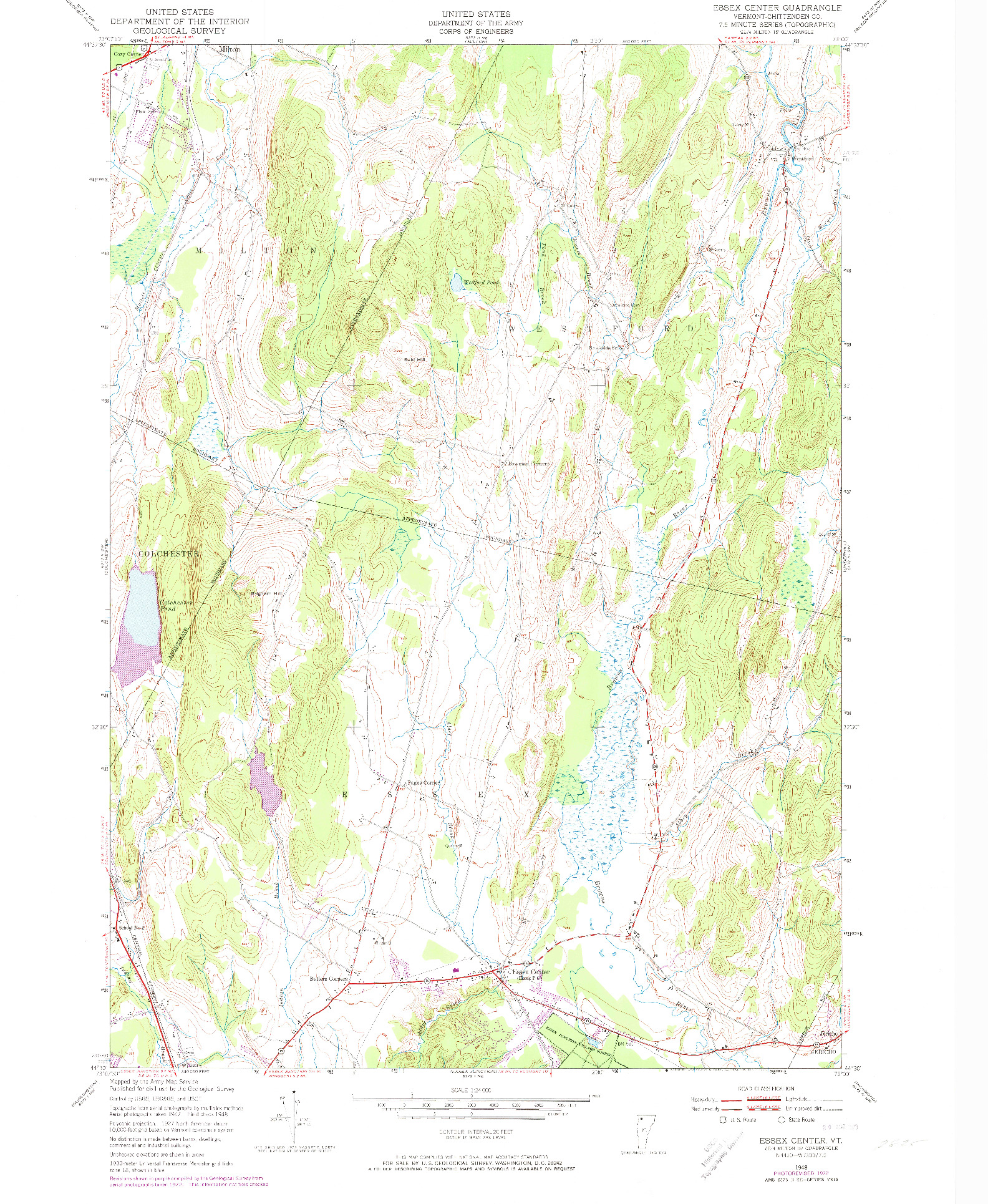 USGS 1:24000-SCALE QUADRANGLE FOR ESSEX CENTER, VT 1948