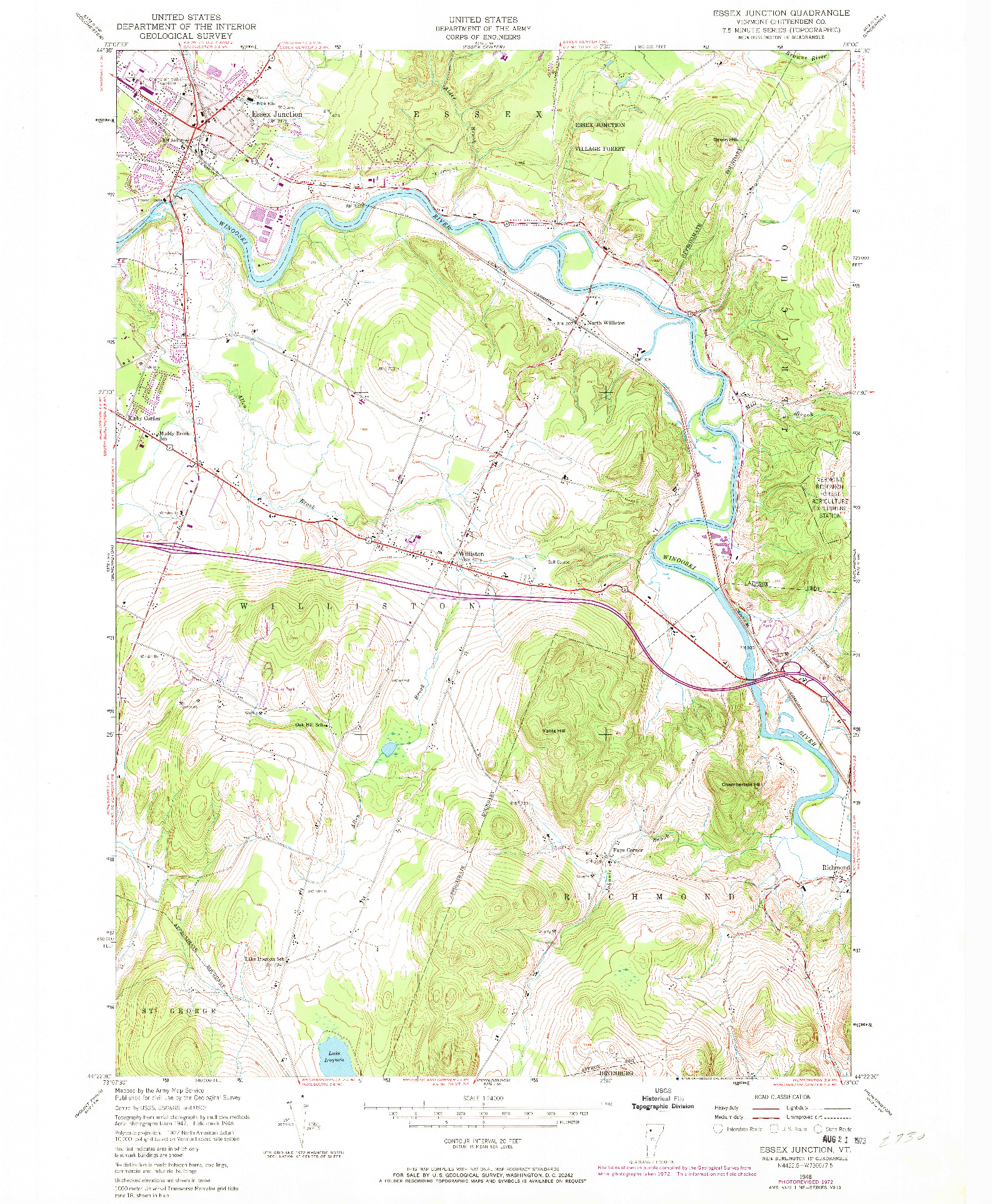 USGS 1:24000-SCALE QUADRANGLE FOR ESSEX JUNCTION, VT 1948