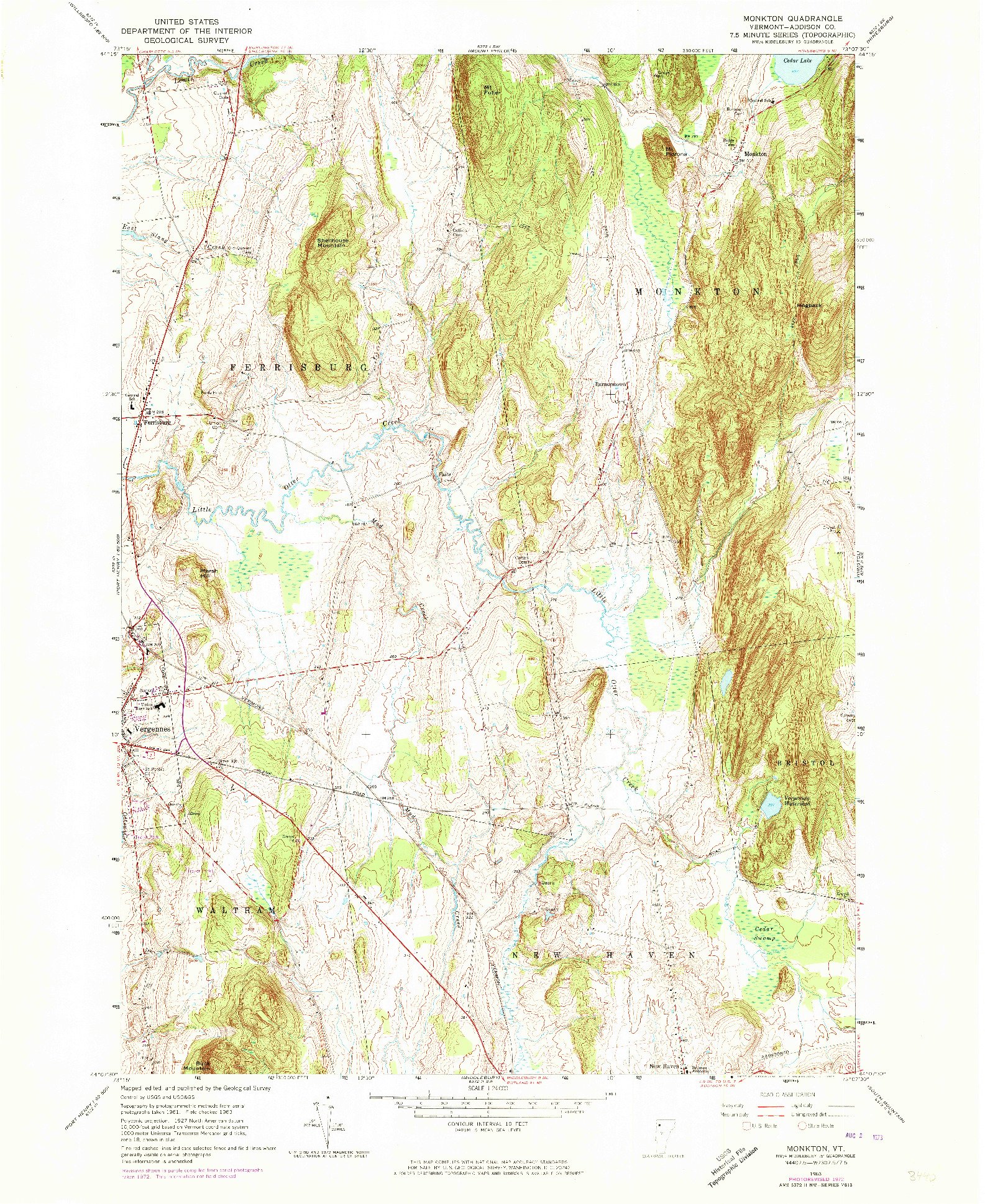 USGS 1:24000-SCALE QUADRANGLE FOR MONKTON, VT 1963