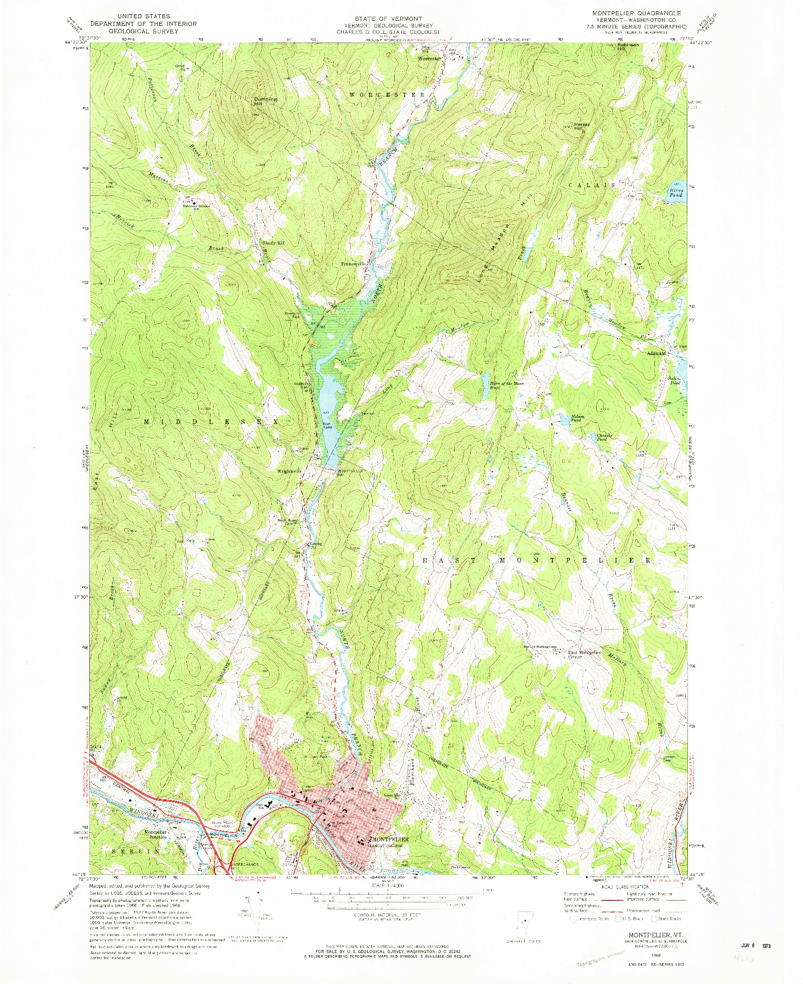 USGS 1:24000-SCALE QUADRANGLE FOR MONTPELIER, VT 1968