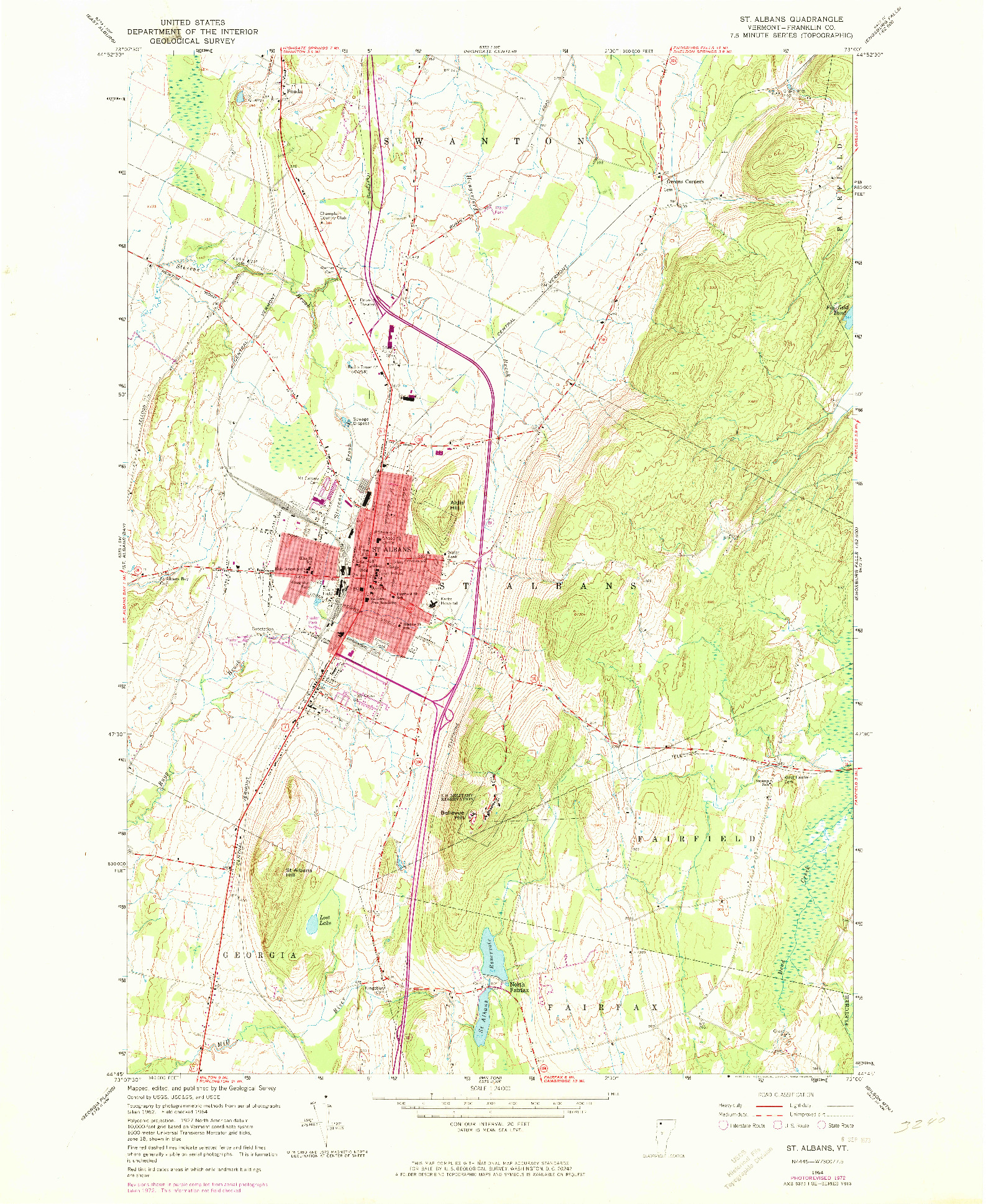 USGS 1:24000-SCALE QUADRANGLE FOR ST. ALBANS, VT 1964