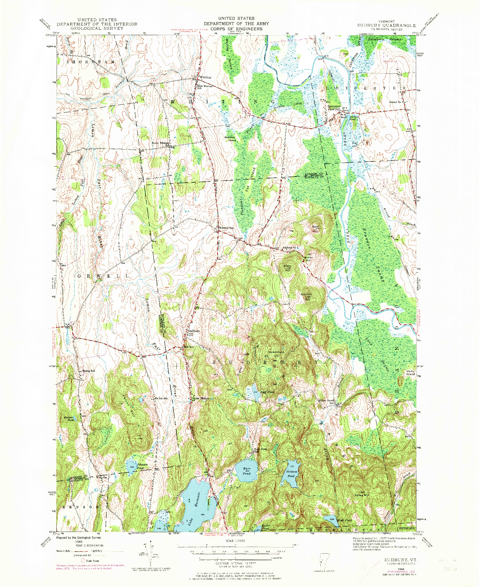 USGS 1:24000-SCALE QUADRANGLE FOR SUDBURY, VT 1946