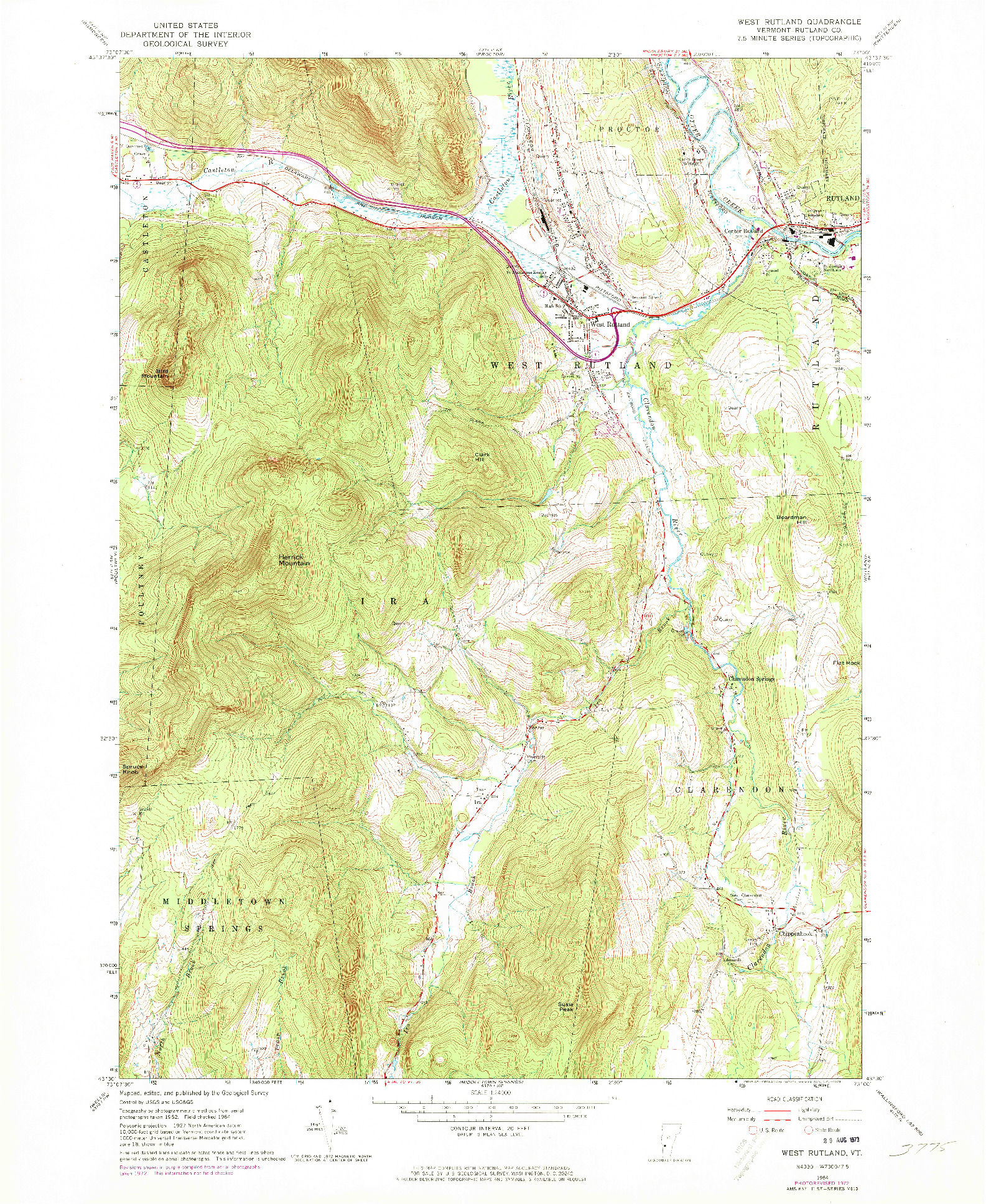 USGS 1:24000-SCALE QUADRANGLE FOR WEST RUTLAND, VT 1964