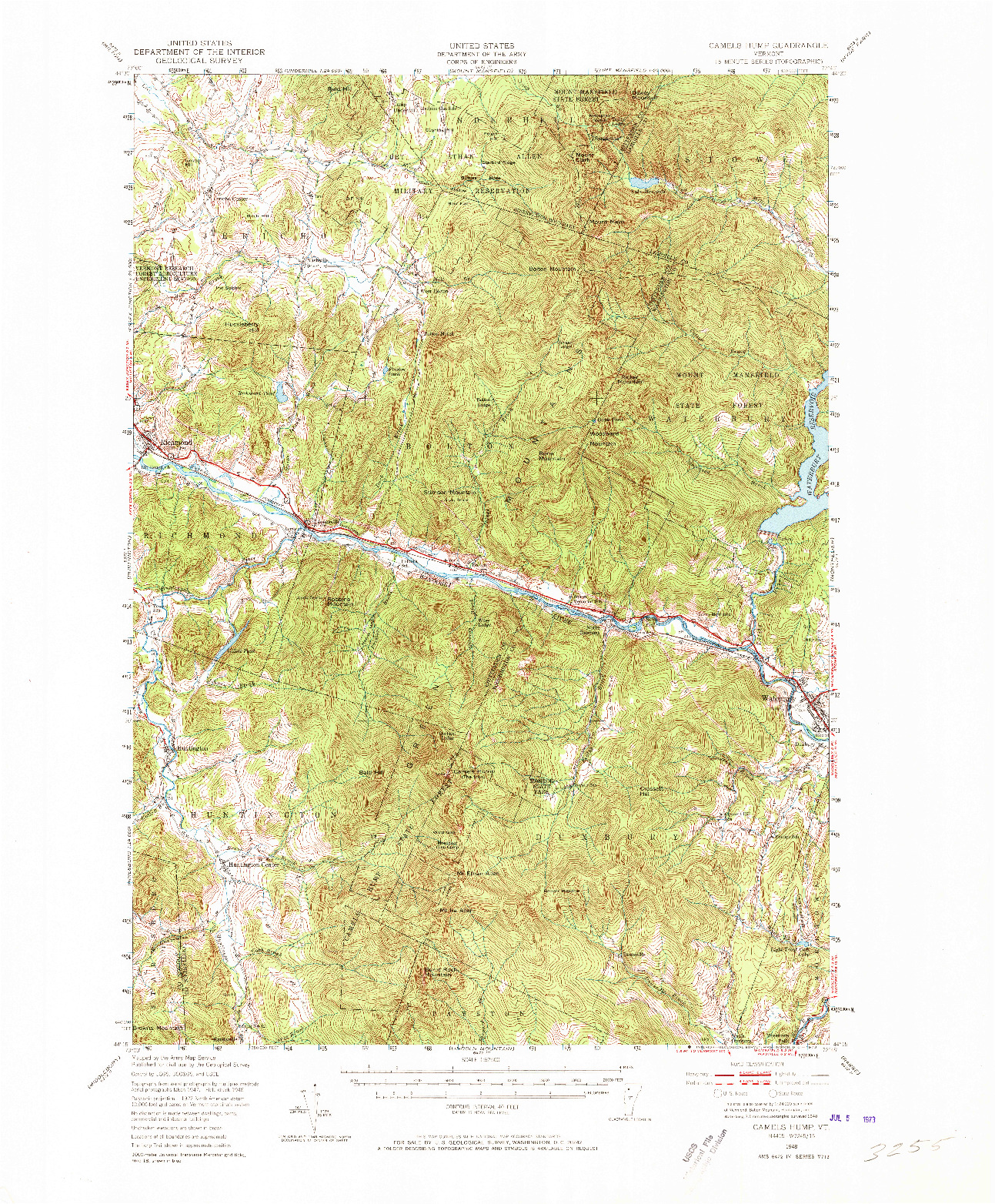 USGS 1:62500-SCALE QUADRANGLE FOR CAMELS HUMP, VT 1948
