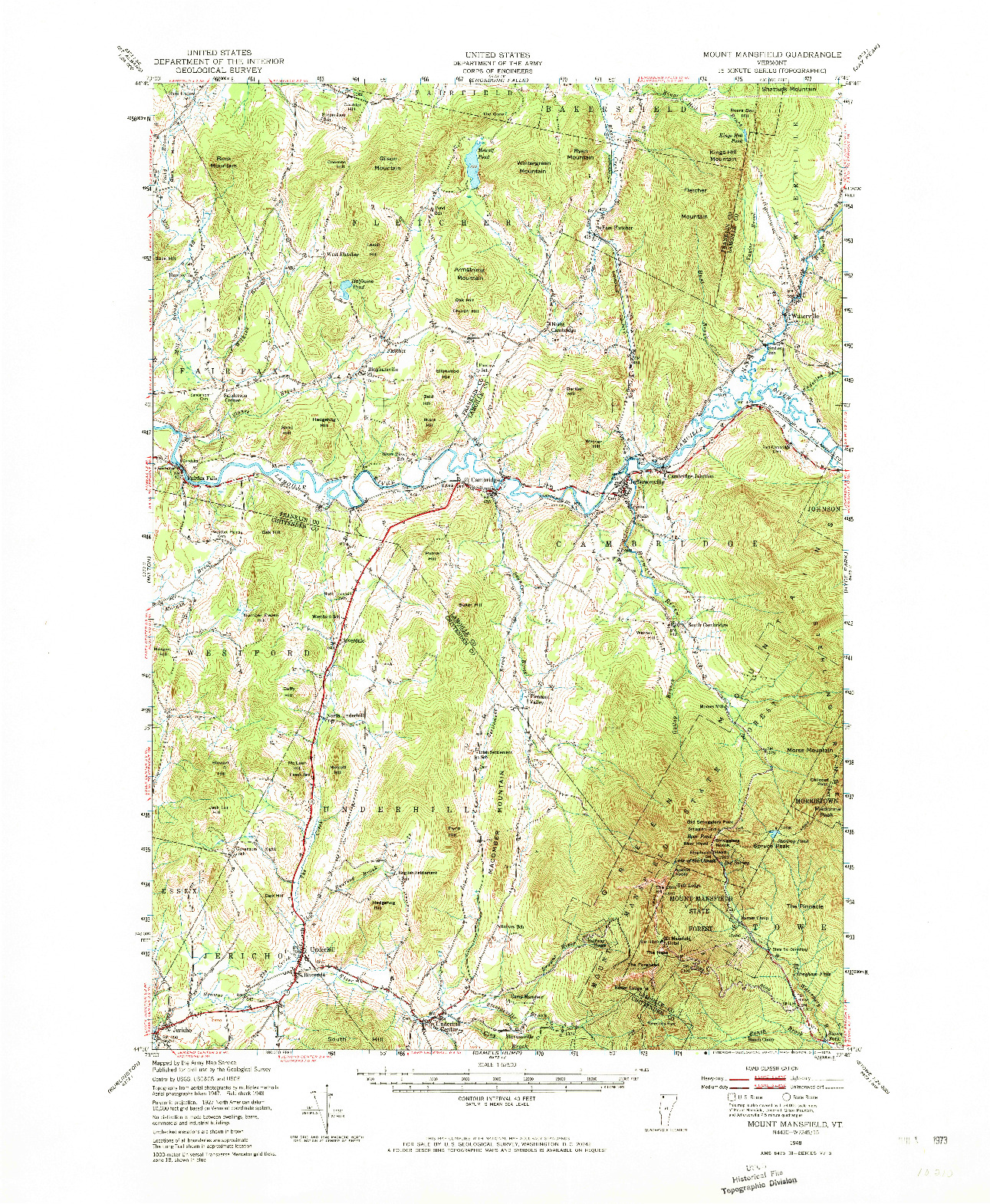 USGS 1:62500-SCALE QUADRANGLE FOR MOUNT MANSFIELD, VT 1948