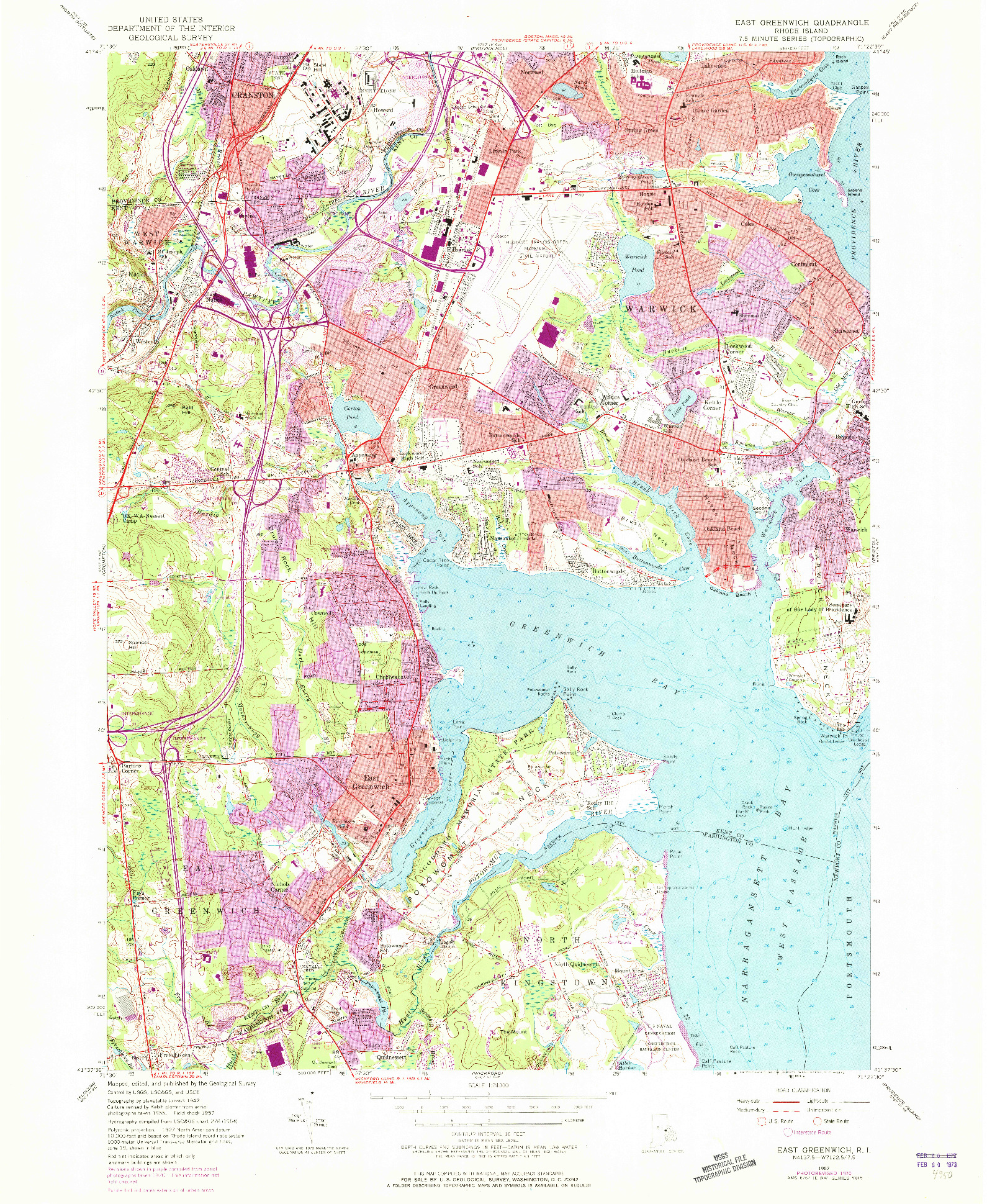 USGS 1:24000-SCALE QUADRANGLE FOR EAST GREENWICH, RI 1957