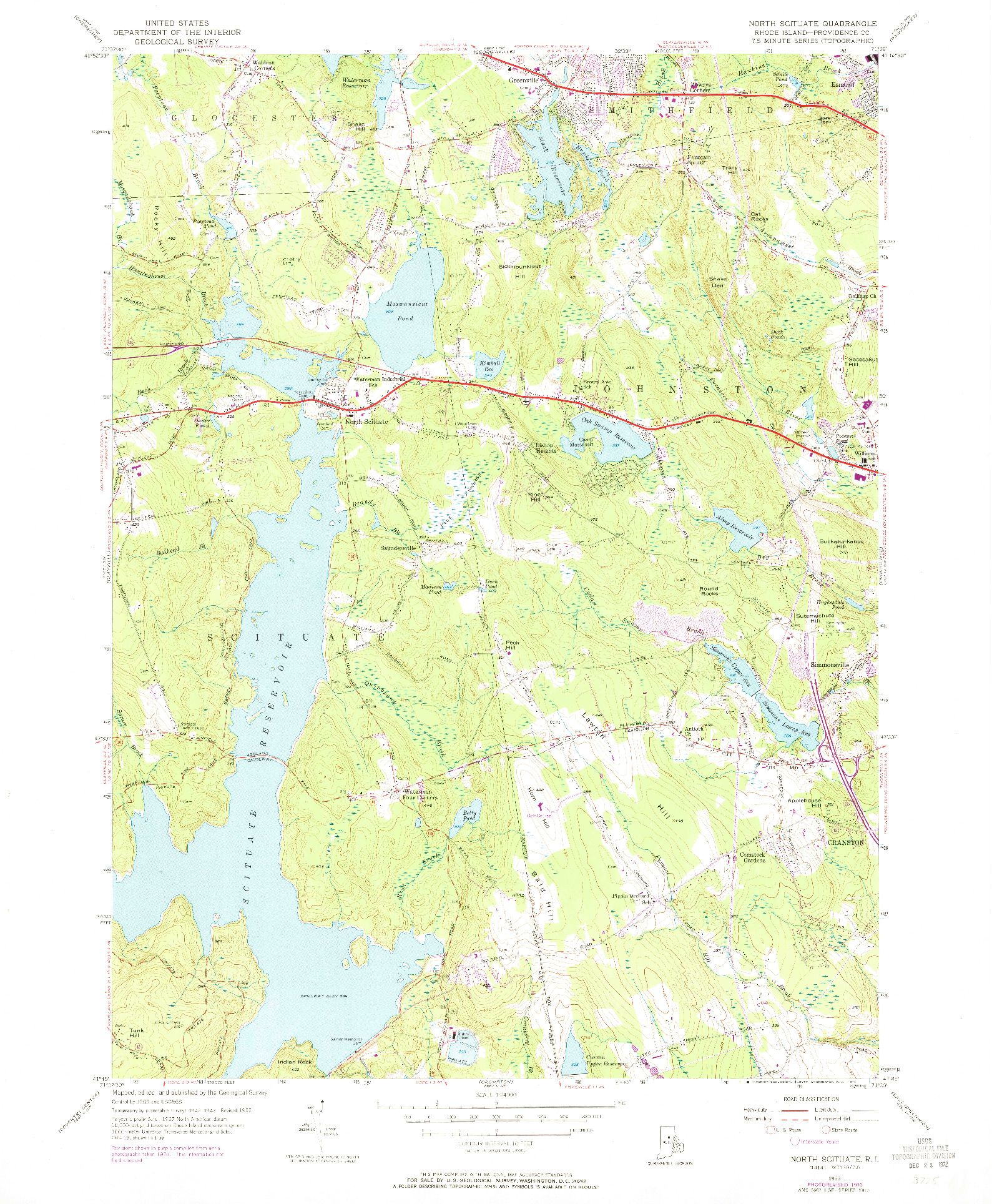 USGS 1:24000-SCALE QUADRANGLE FOR NORTH SCITUATE, RI 1955