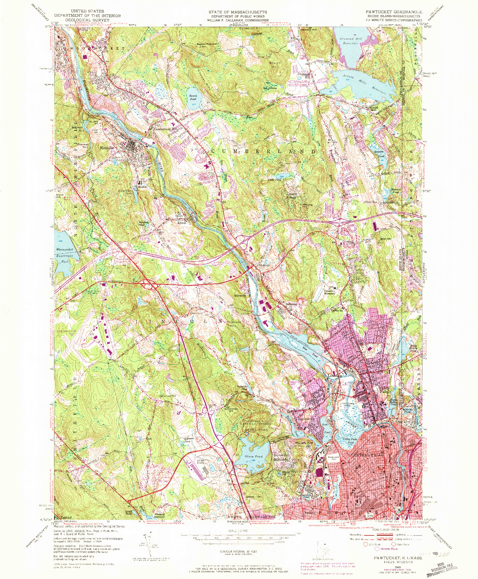 USGS 1:24000-SCALE QUADRANGLE FOR PAWTUCKET, RI 1949