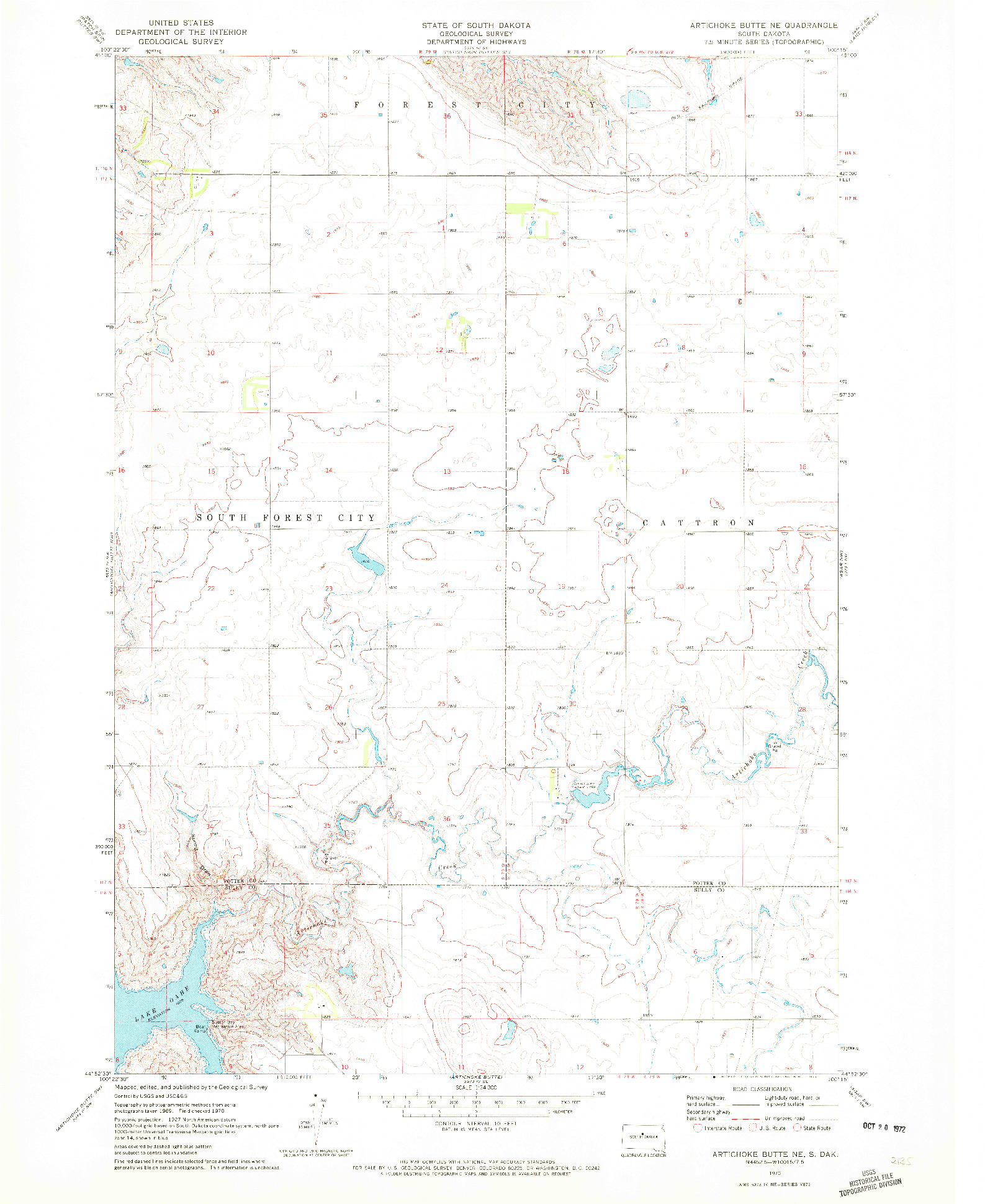 USGS 1:24000-SCALE QUADRANGLE FOR ARTICHOKE BUTTE NE, SD 1970