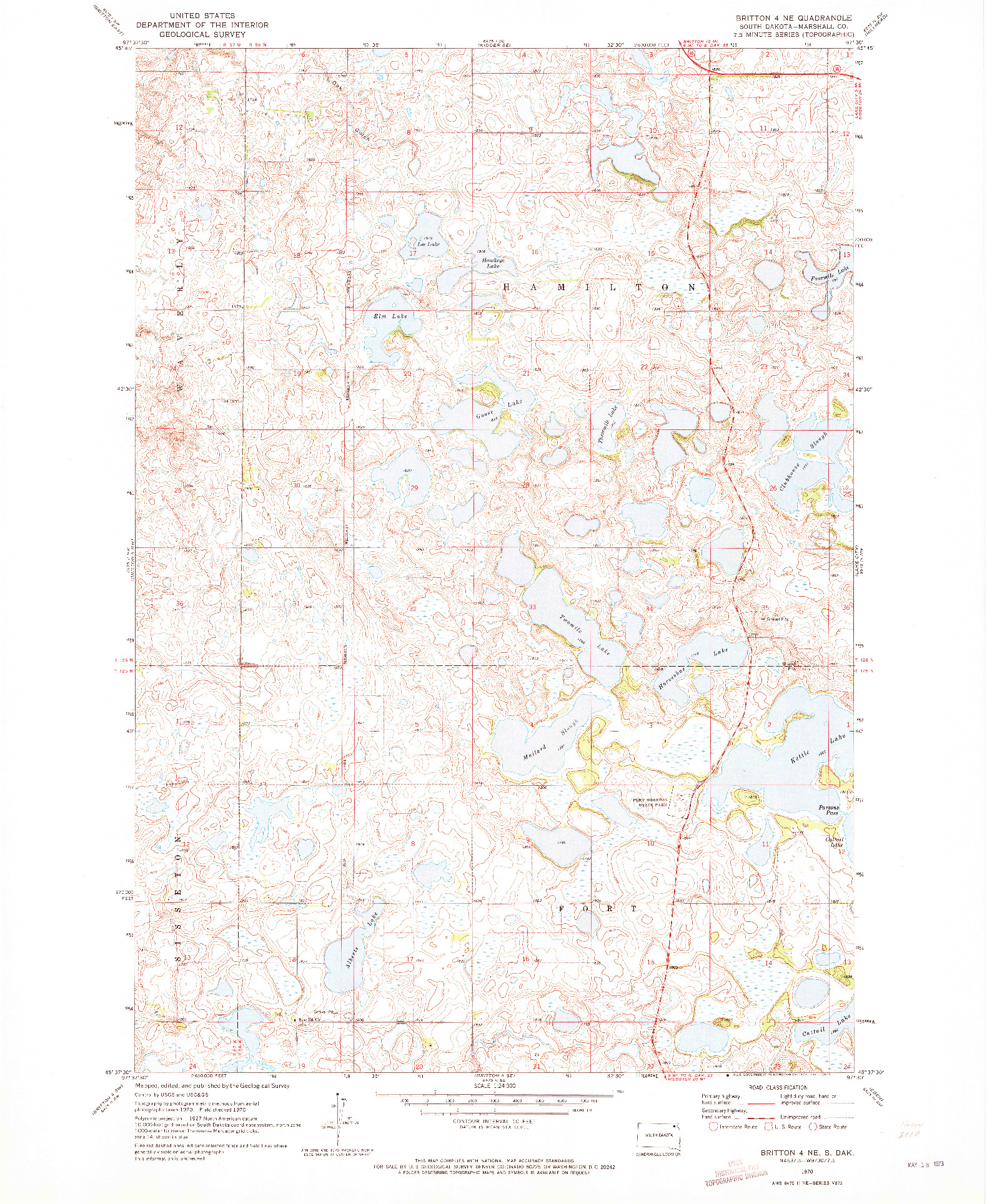 USGS 1:24000-SCALE QUADRANGLE FOR BRITTON 4 NE, SD 1970