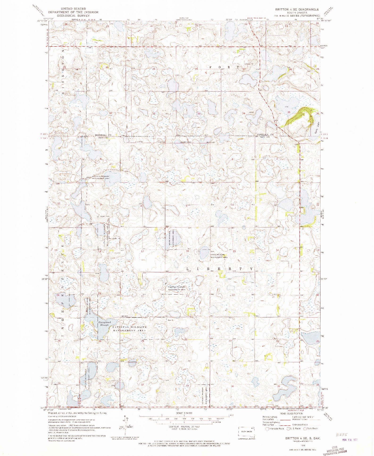 USGS 1:24000-SCALE QUADRANGLE FOR BRITTON 4 SE, SD 1970