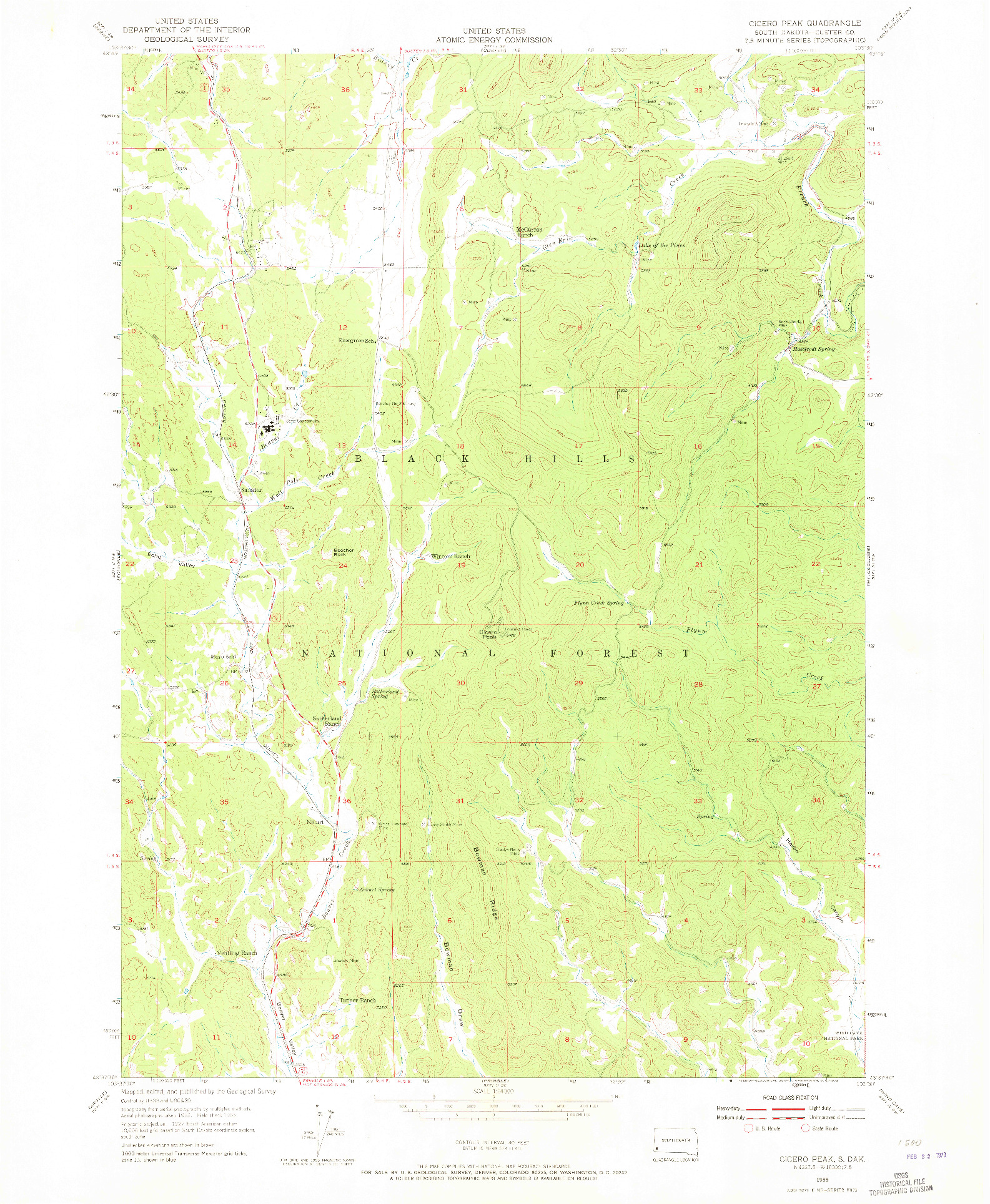 USGS 1:24000-SCALE QUADRANGLE FOR CICERO PEAK, SD 1955