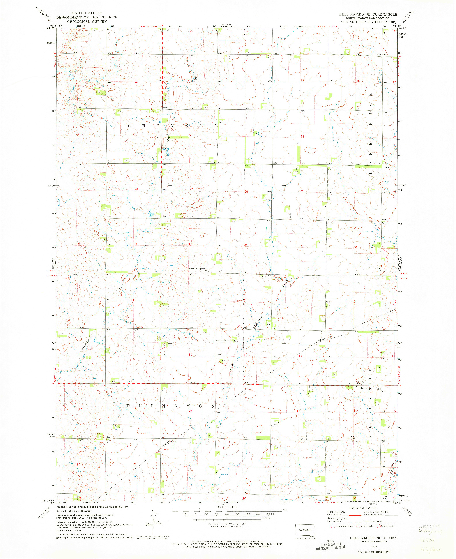 USGS 1:24000-SCALE QUADRANGLE FOR DELL RAPIDS NE, SD 1972
