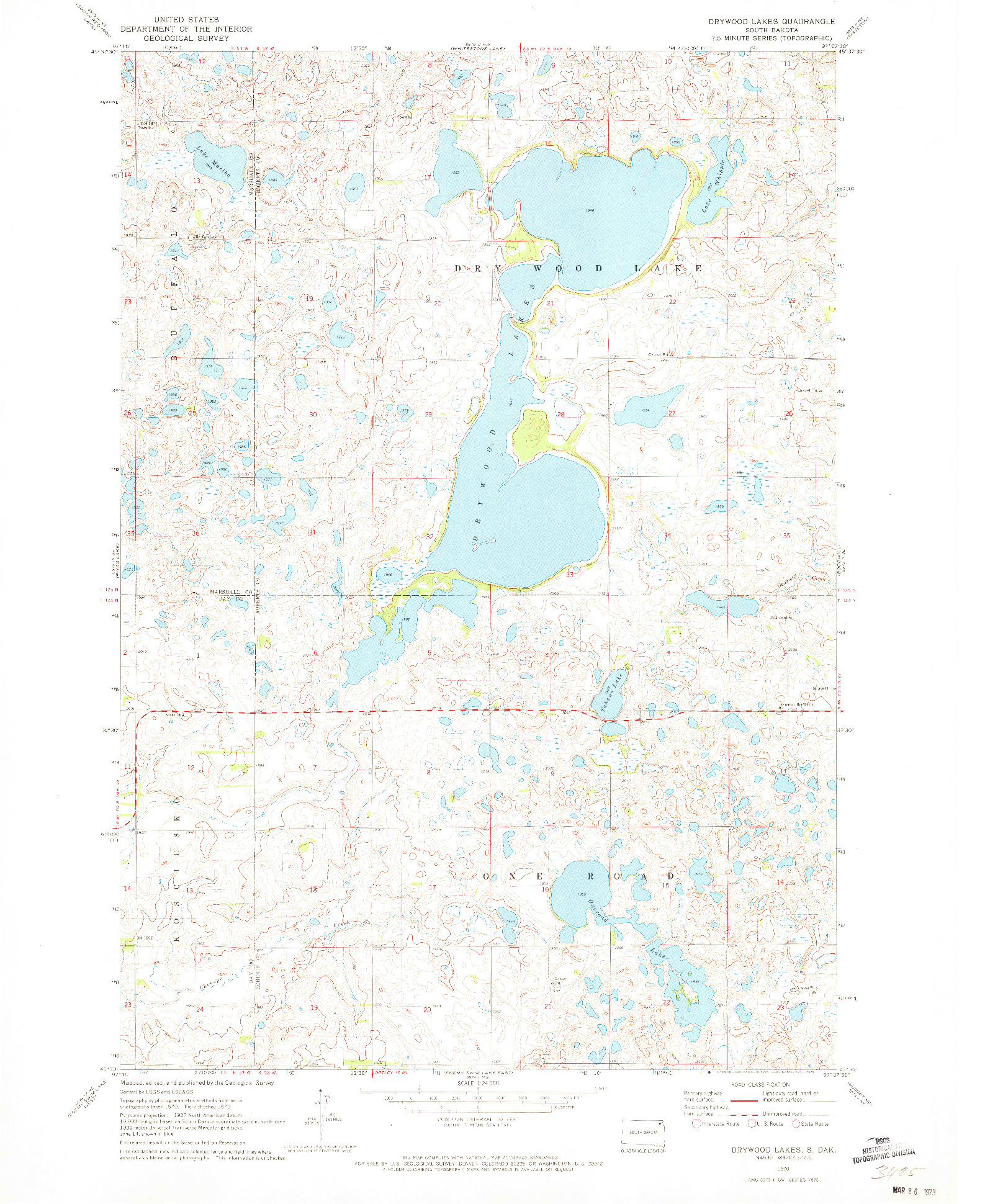 USGS 1:24000-SCALE QUADRANGLE FOR DRYWOOD LAKES, SD 1970