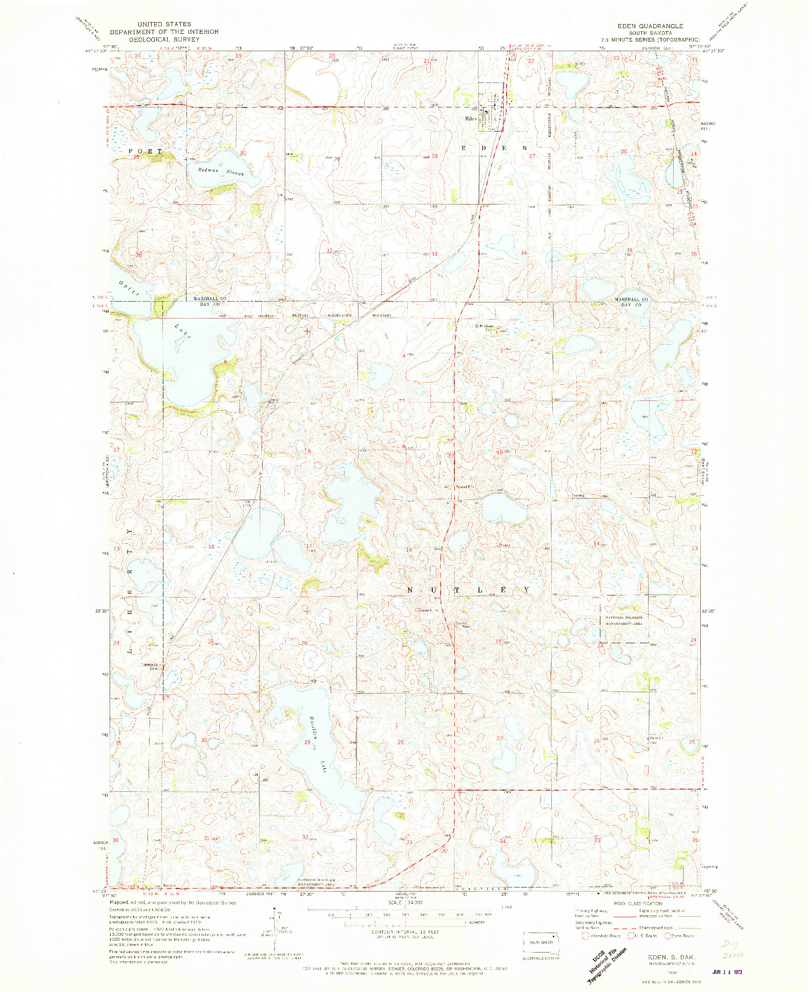 USGS 1:24000-SCALE QUADRANGLE FOR EDEN, SD 1970