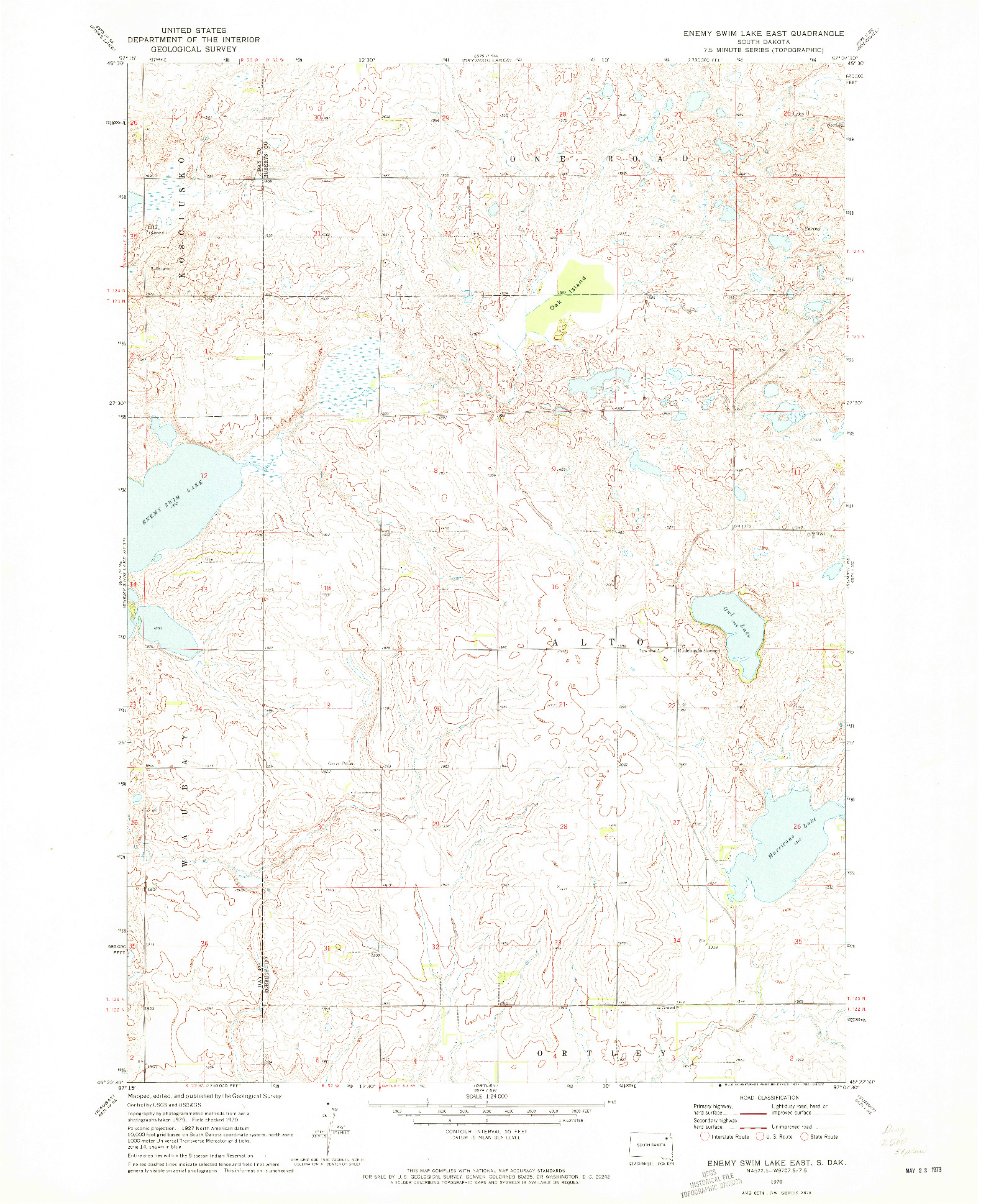 USGS 1:24000-SCALE QUADRANGLE FOR ENEMY SWIM LAKE EAST, SD 1970