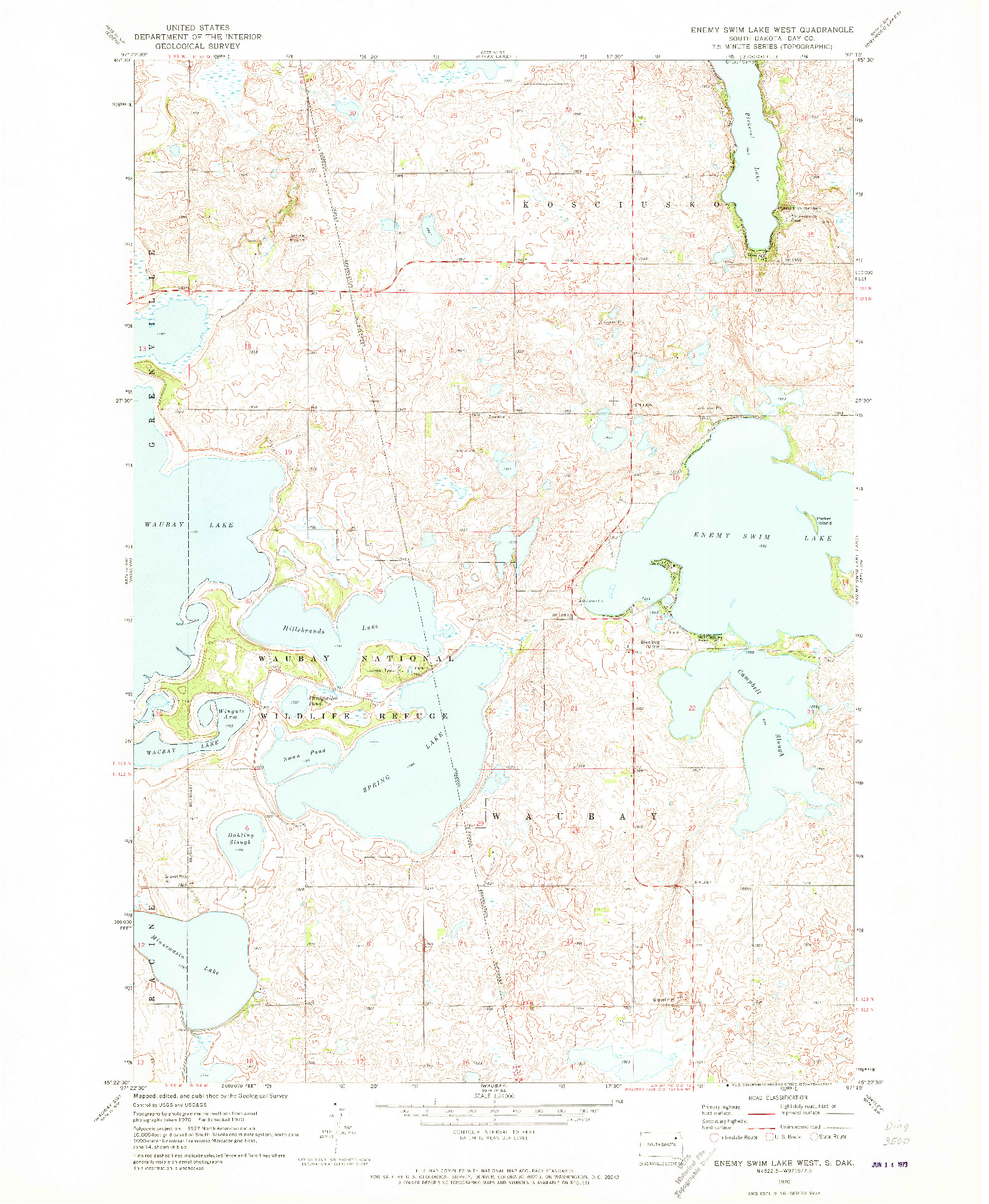 USGS 1:24000-SCALE QUADRANGLE FOR ENEMY SWIM LAKE WEST, SD 1970