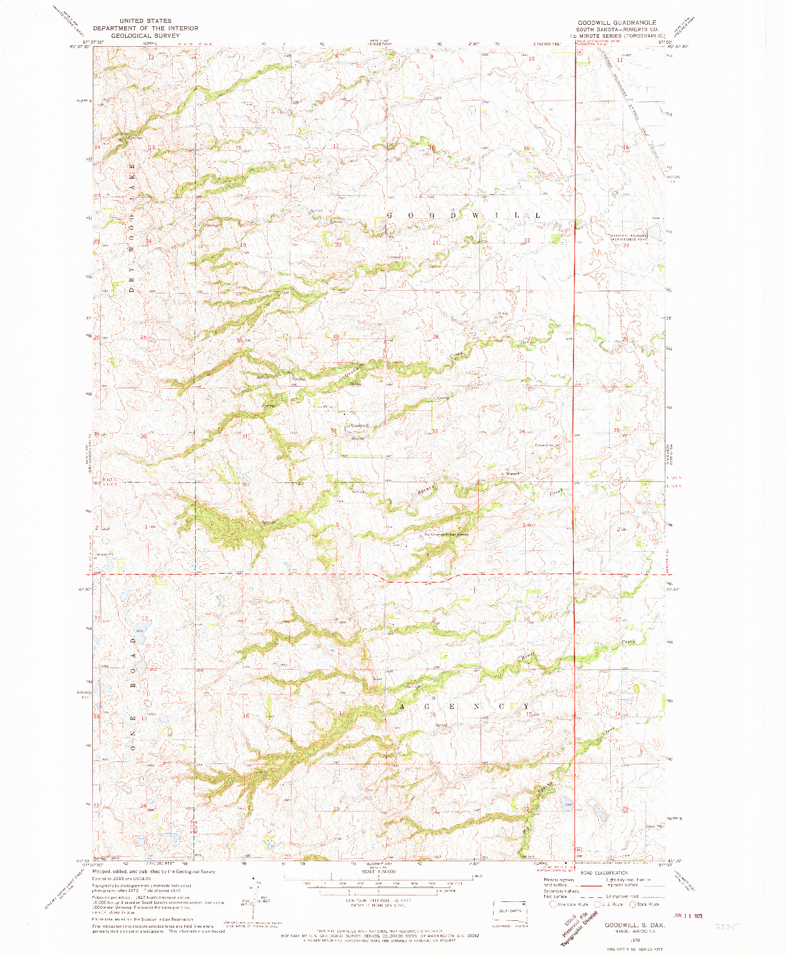USGS 1:24000-SCALE QUADRANGLE FOR GOODWILL, SD 1970