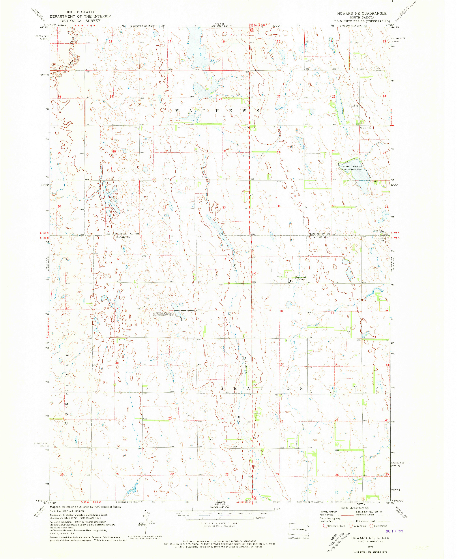 USGS 1:24000-SCALE QUADRANGLE FOR HOWARD NE, SD 1971