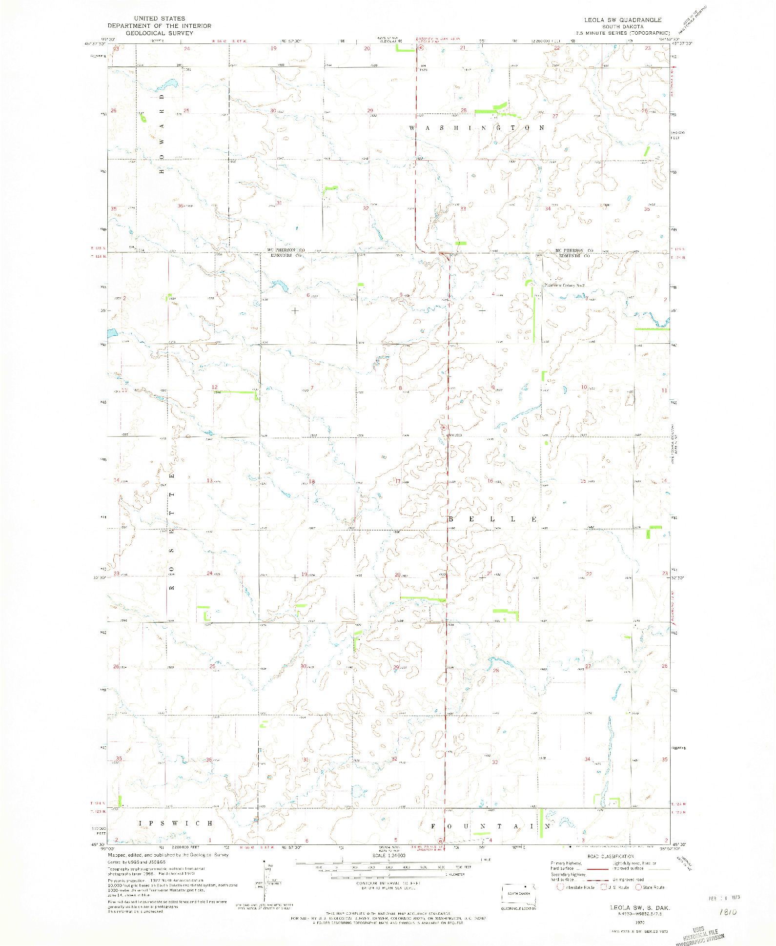 USGS 1:24000-SCALE QUADRANGLE FOR LEOLA SW, SD 1970