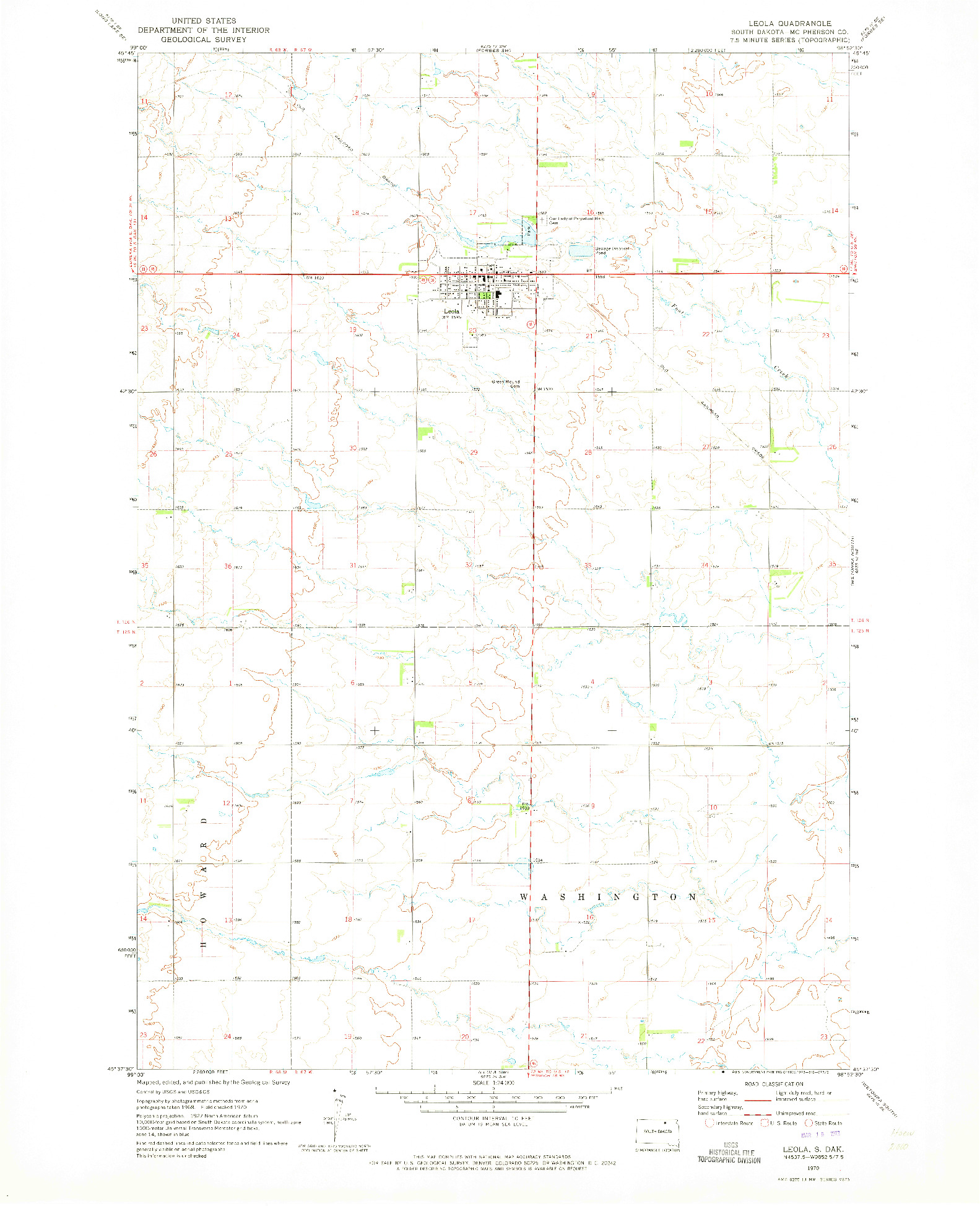 USGS 1:24000-SCALE QUADRANGLE FOR LEOLA, SD 1970