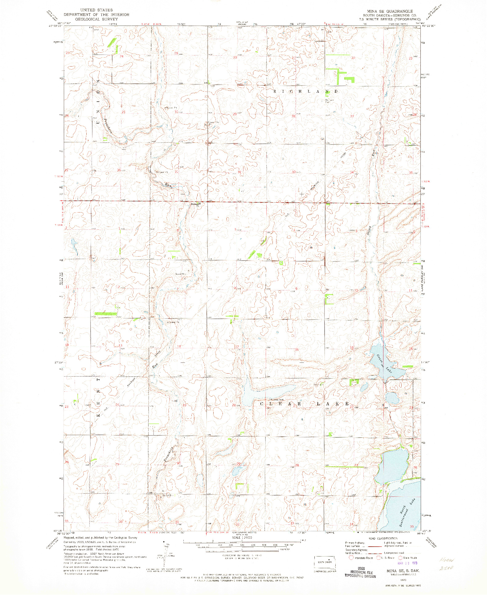 USGS 1:24000-SCALE QUADRANGLE FOR MINA SE, SD 1970