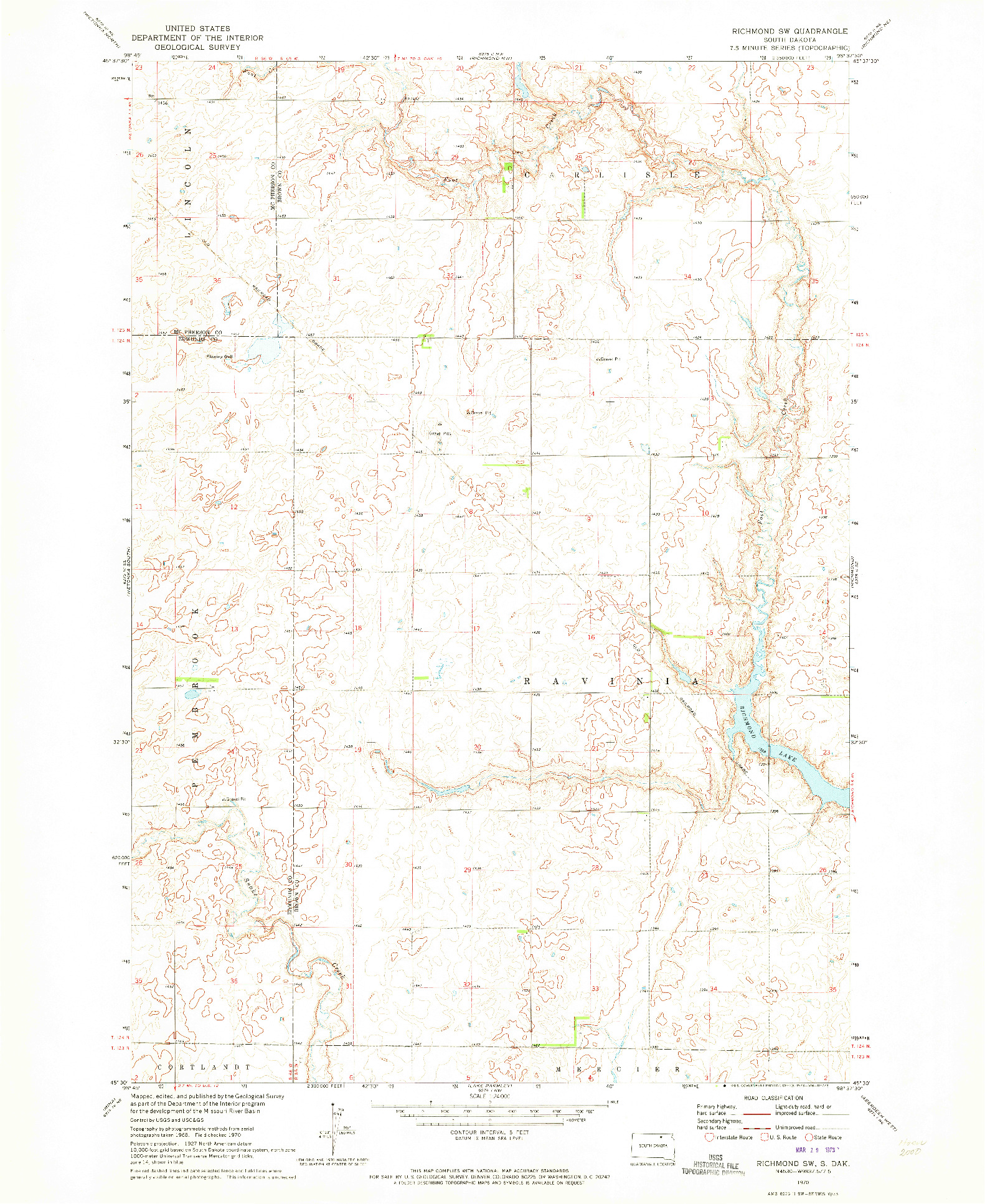 USGS 1:24000-SCALE QUADRANGLE FOR RICHMOND SW, SD 1970