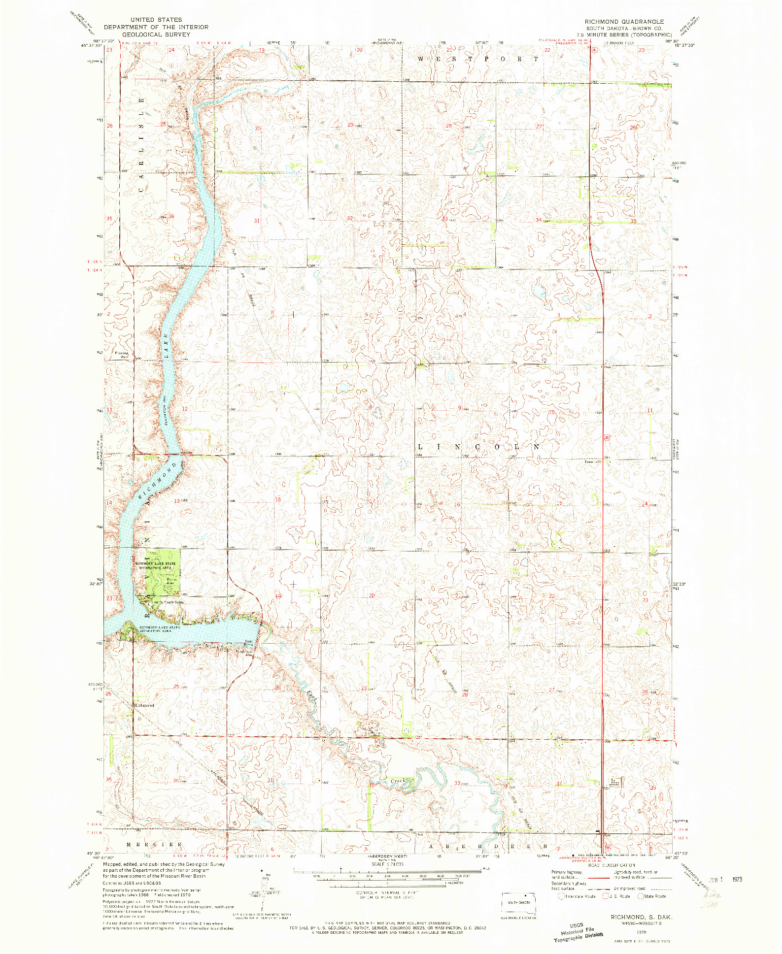 USGS 1:24000-SCALE QUADRANGLE FOR RICHMOND, SD 1970