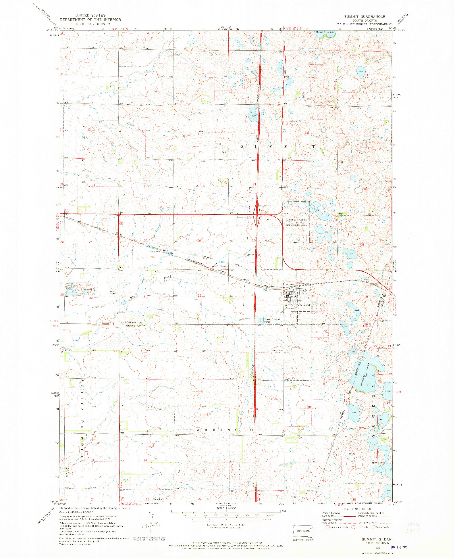 USGS 1:24000-SCALE QUADRANGLE FOR SUMMIT, SD 1970