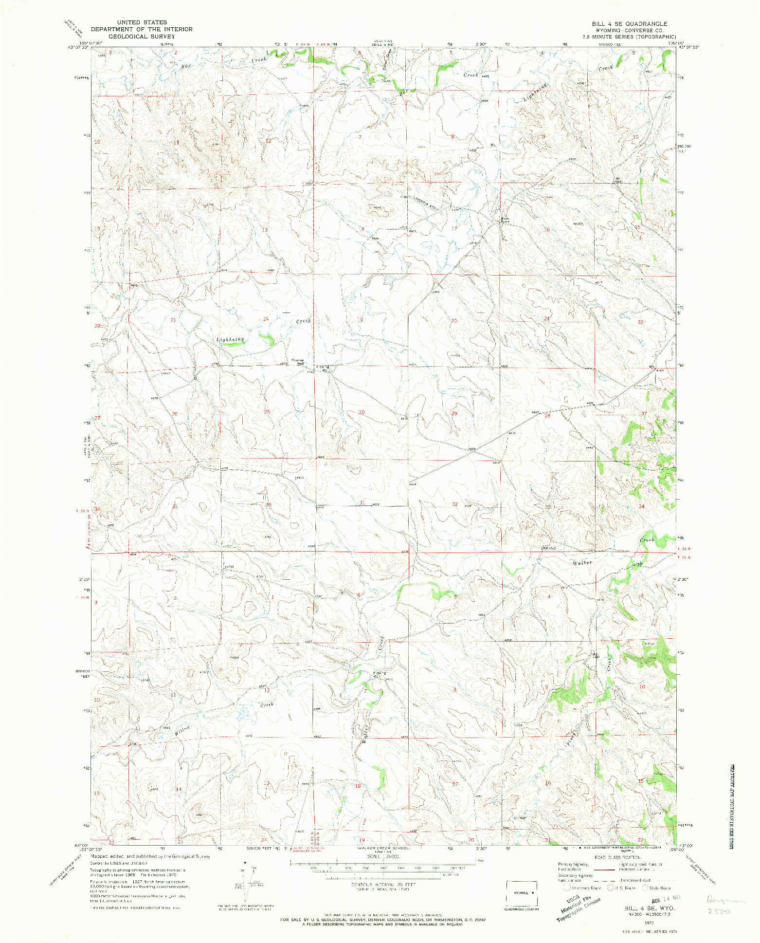 USGS 1:24000-SCALE QUADRANGLE FOR BILL 4 SE, WY 1970