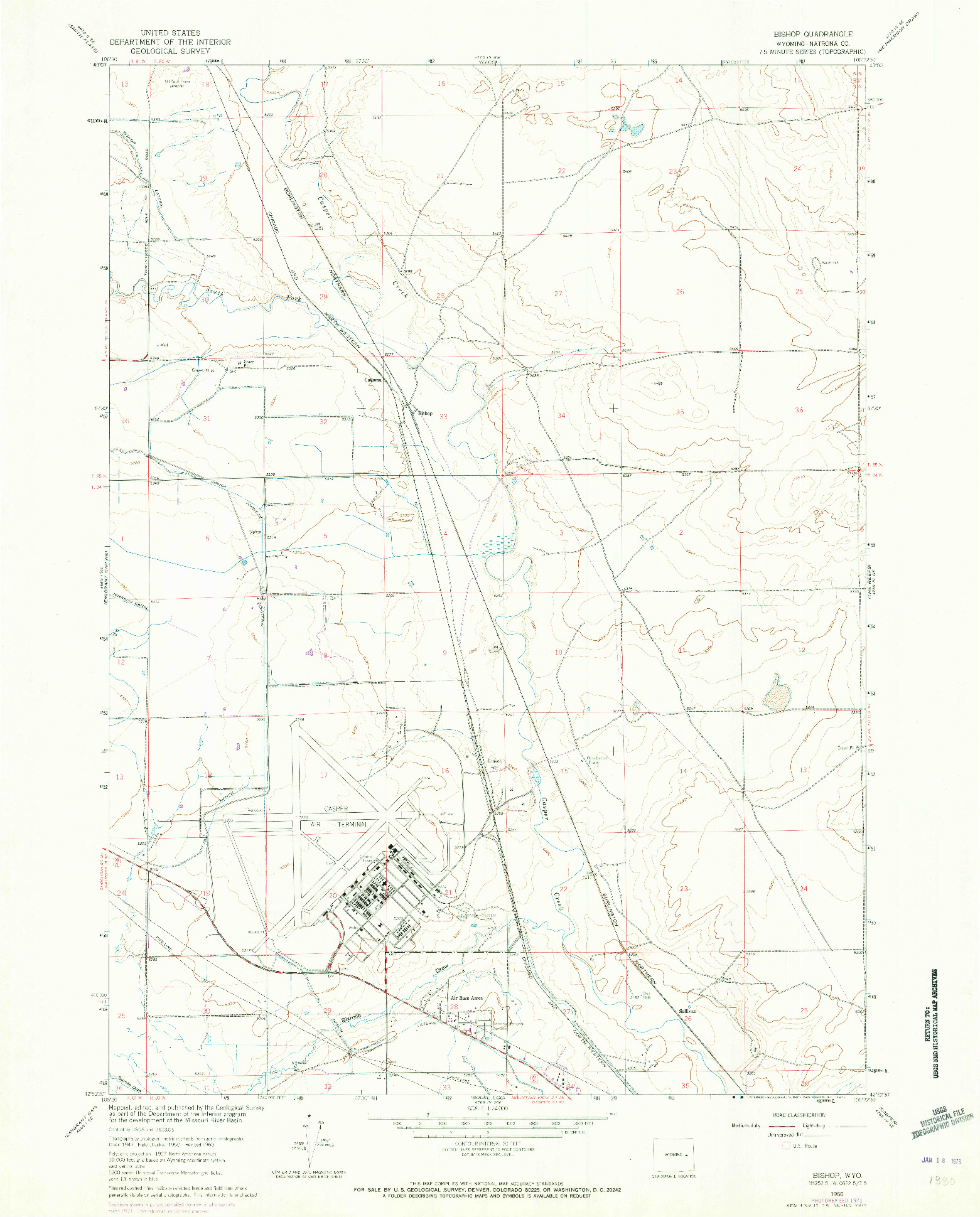 USGS 1:24000-SCALE QUADRANGLE FOR BISHOP, WY 1960