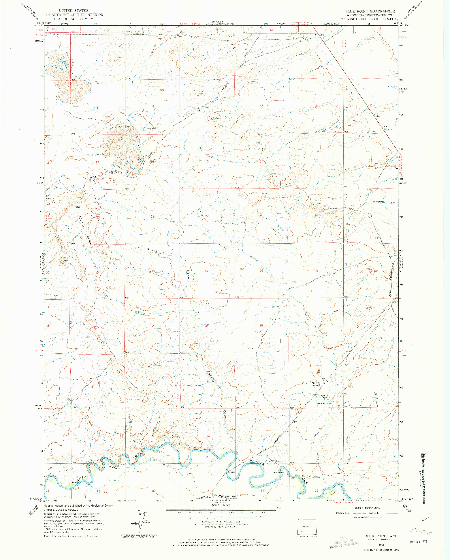 USGS 1:24000-SCALE QUADRANGLE FOR BLUE POINT, WY 1961