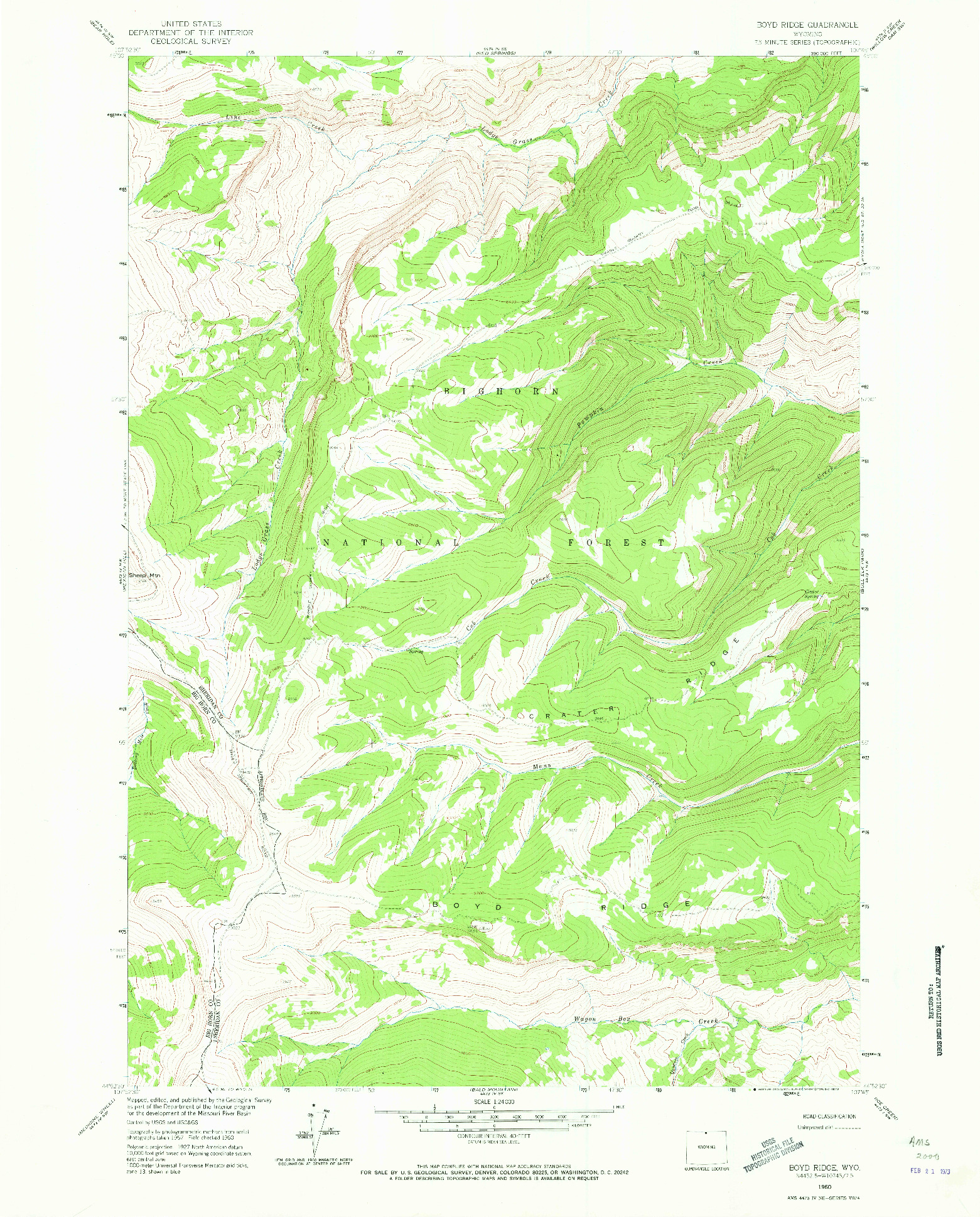 USGS 1:24000-SCALE QUADRANGLE FOR BOYD RIDGE, WY 1960