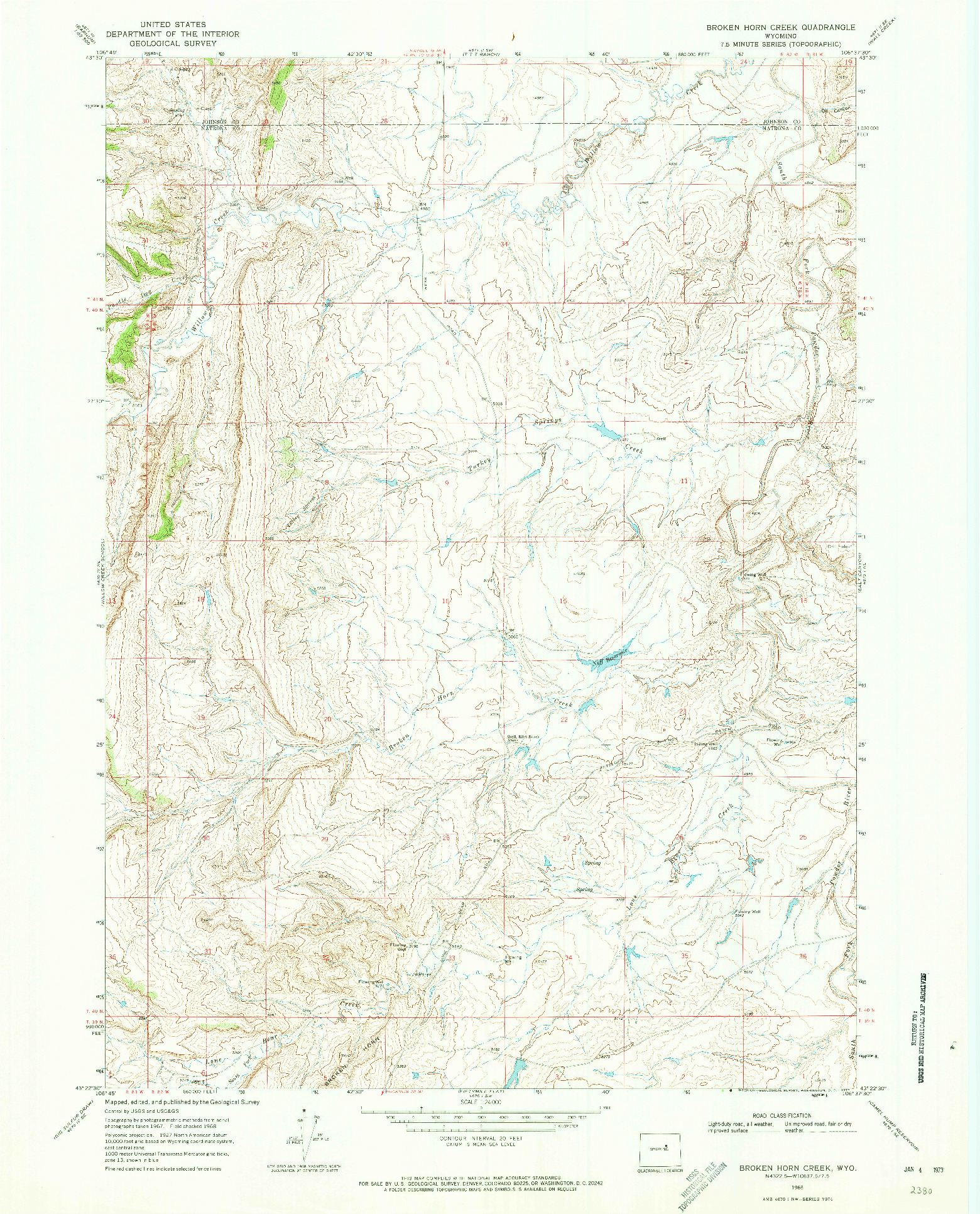 USGS 1:24000-SCALE QUADRANGLE FOR BROKEN HORN CREEK, WY 1968