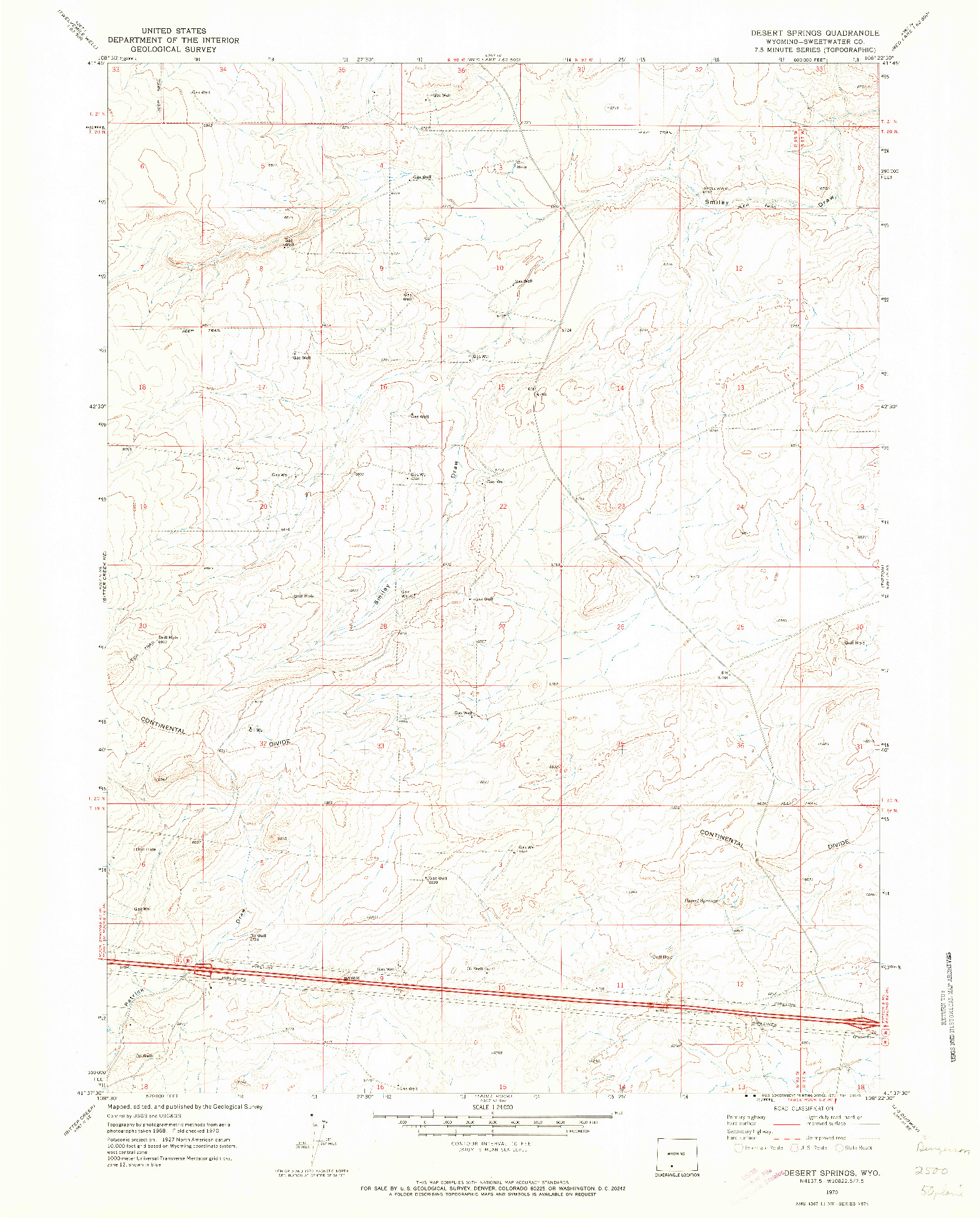 USGS 1:24000-SCALE QUADRANGLE FOR DESERT SPRINGS, WY 1970