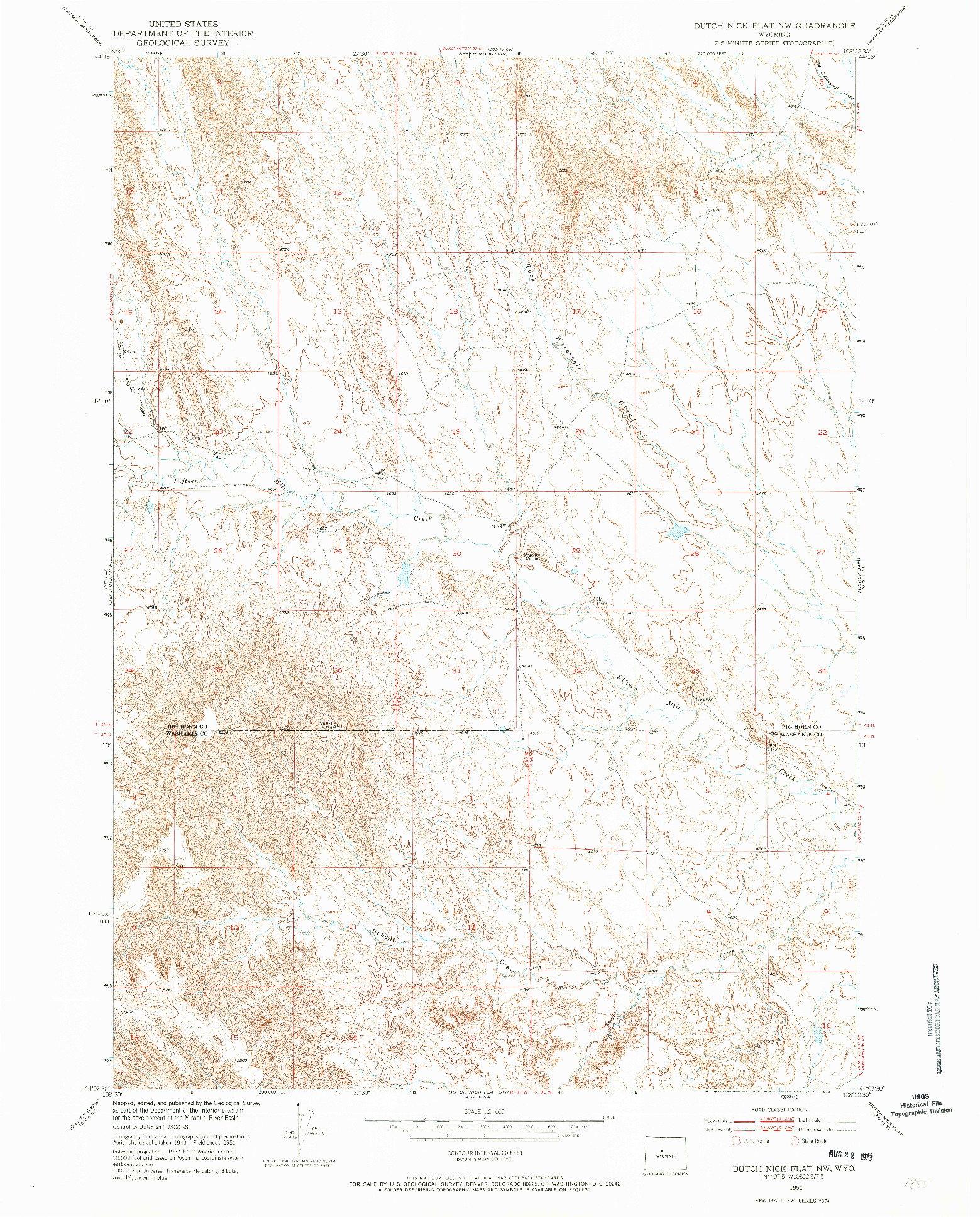 USGS 1:24000-SCALE QUADRANGLE FOR DUTCH NICK FLAT NW, WY 1951