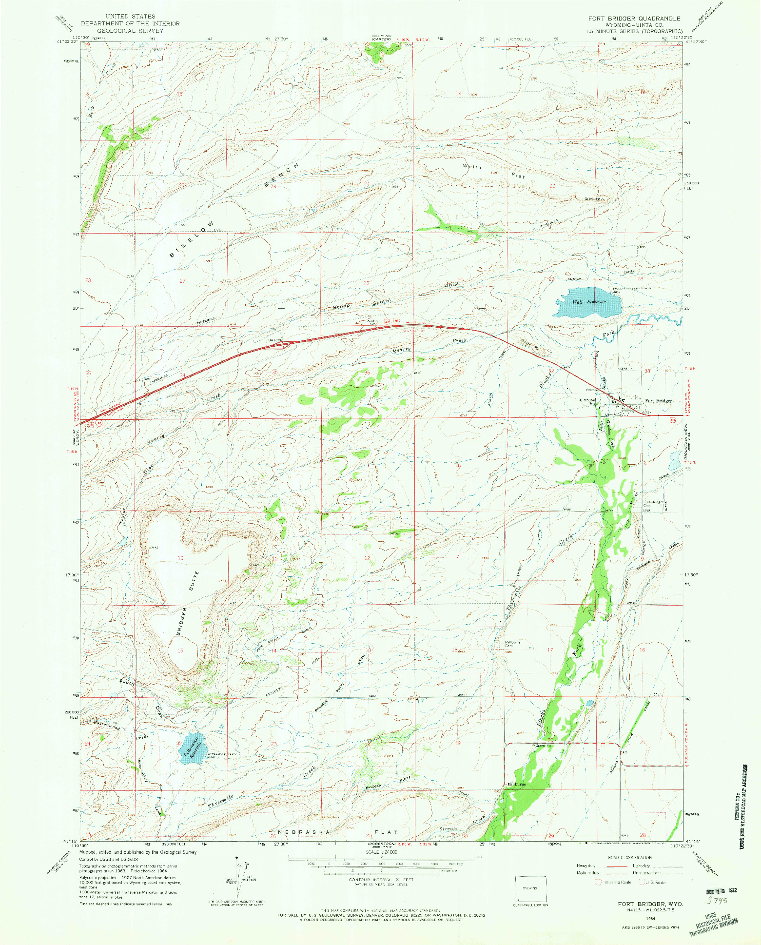 USGS 1:24000-SCALE QUADRANGLE FOR FORT BRIDGER, WY 1964