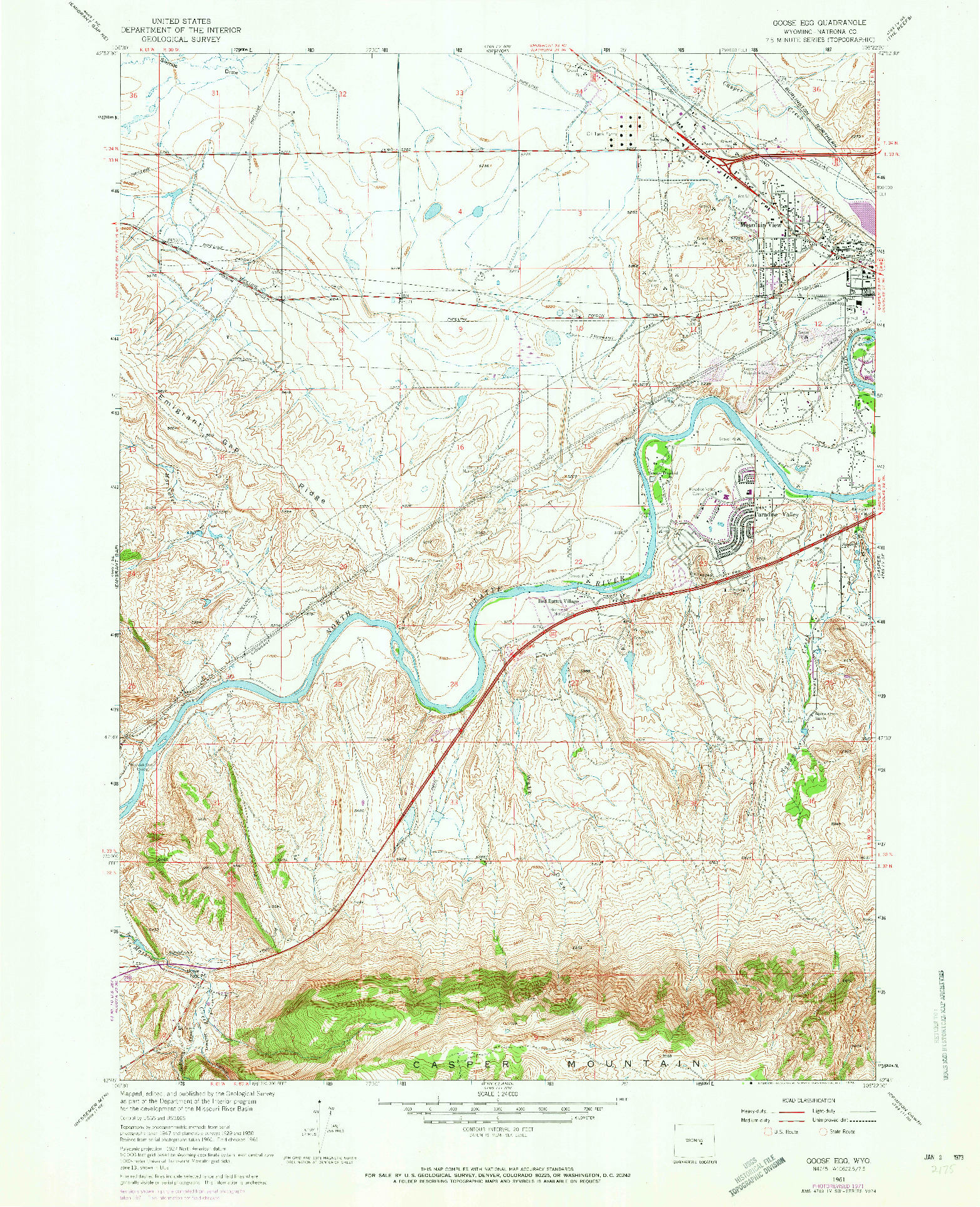 USGS 1:24000-SCALE QUADRANGLE FOR GOOSE EGG, WY 1961