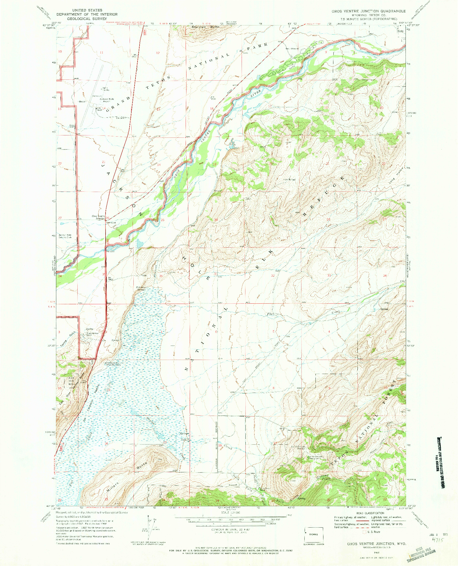 USGS 1:24000-SCALE QUADRANGLE FOR GROS VENTRE JUNCTION, WY 1968