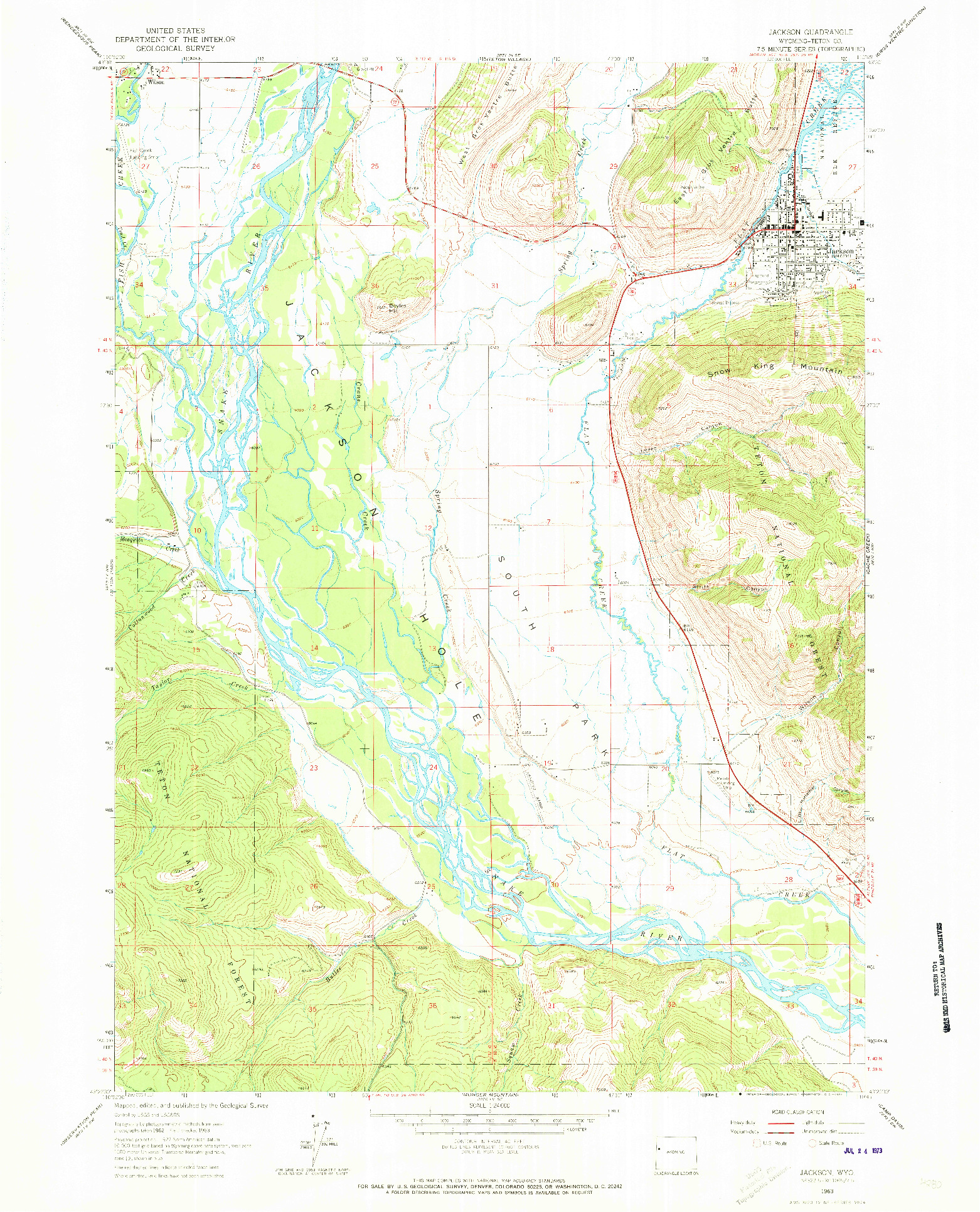 USGS 1:24000-SCALE QUADRANGLE FOR JACKSON, WY 1963