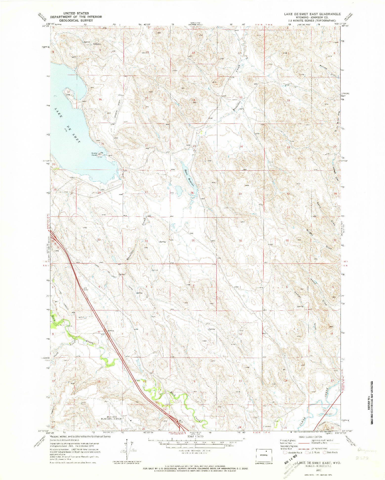 USGS 1:24000-SCALE QUADRANGLE FOR LAKE DE SMET EAST, WY 1970