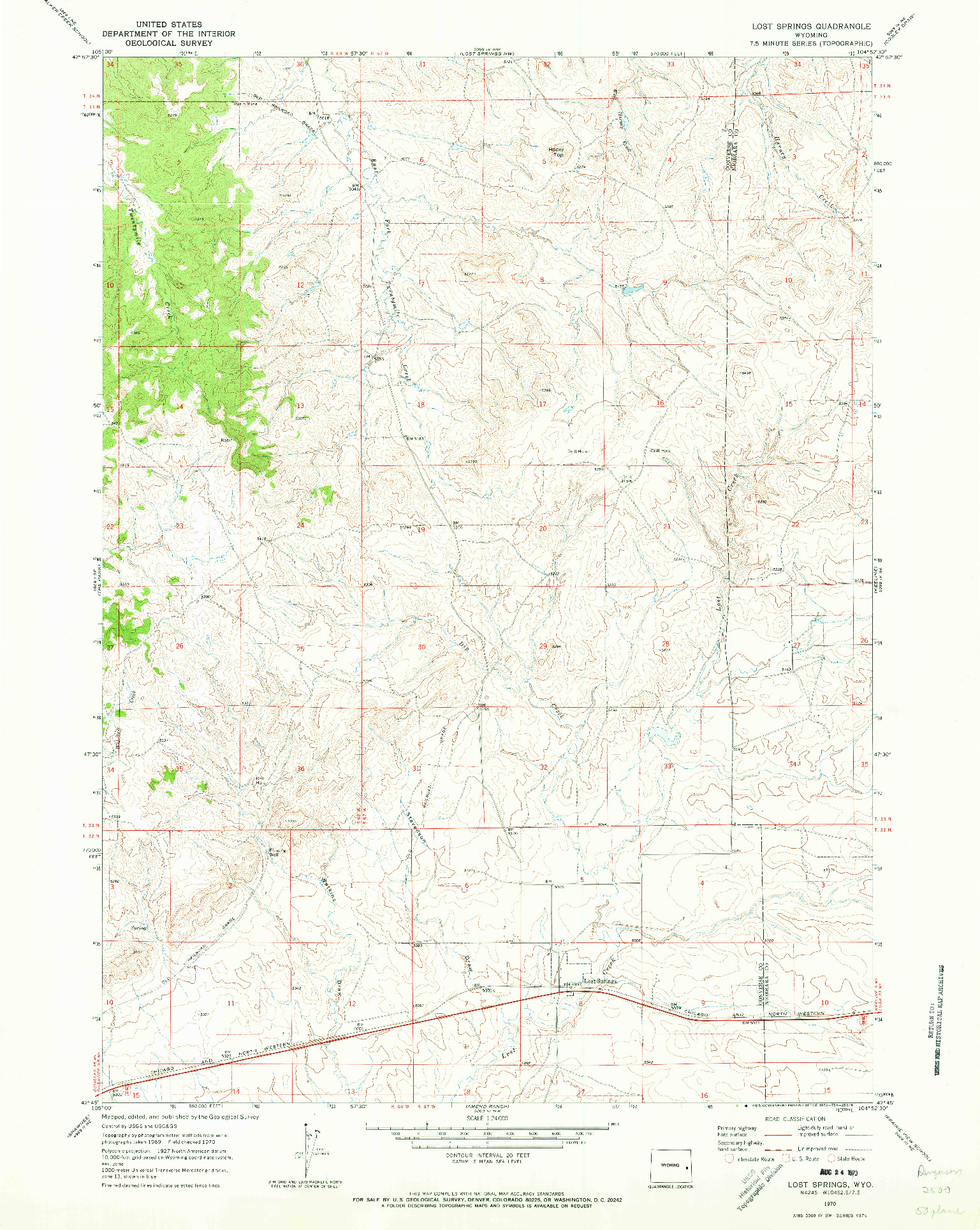 USGS 1:24000-SCALE QUADRANGLE FOR LOST SPRINGS, WY 1970