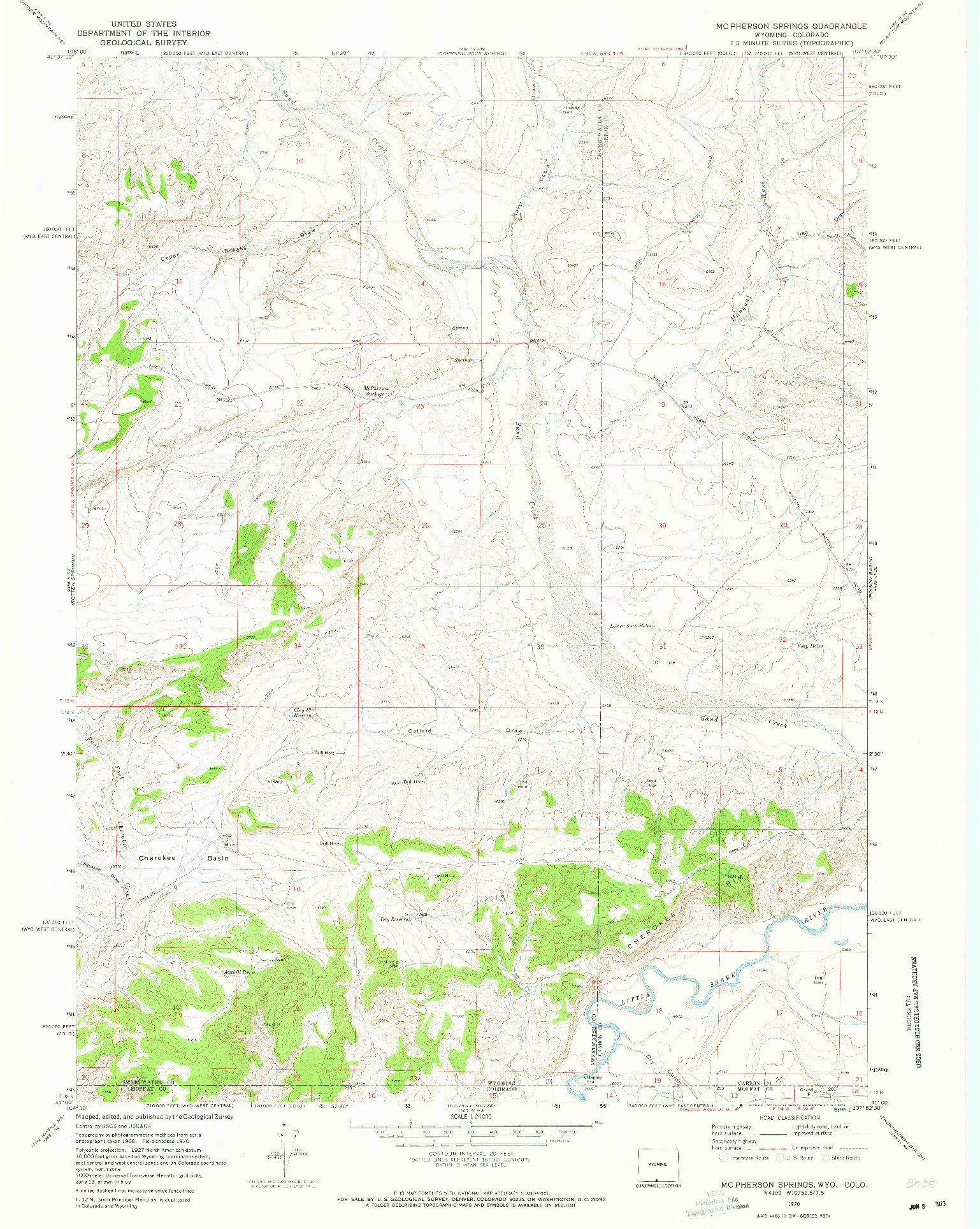 USGS 1:24000-SCALE QUADRANGLE FOR MC PHERSON SPRINGS, WY 1970