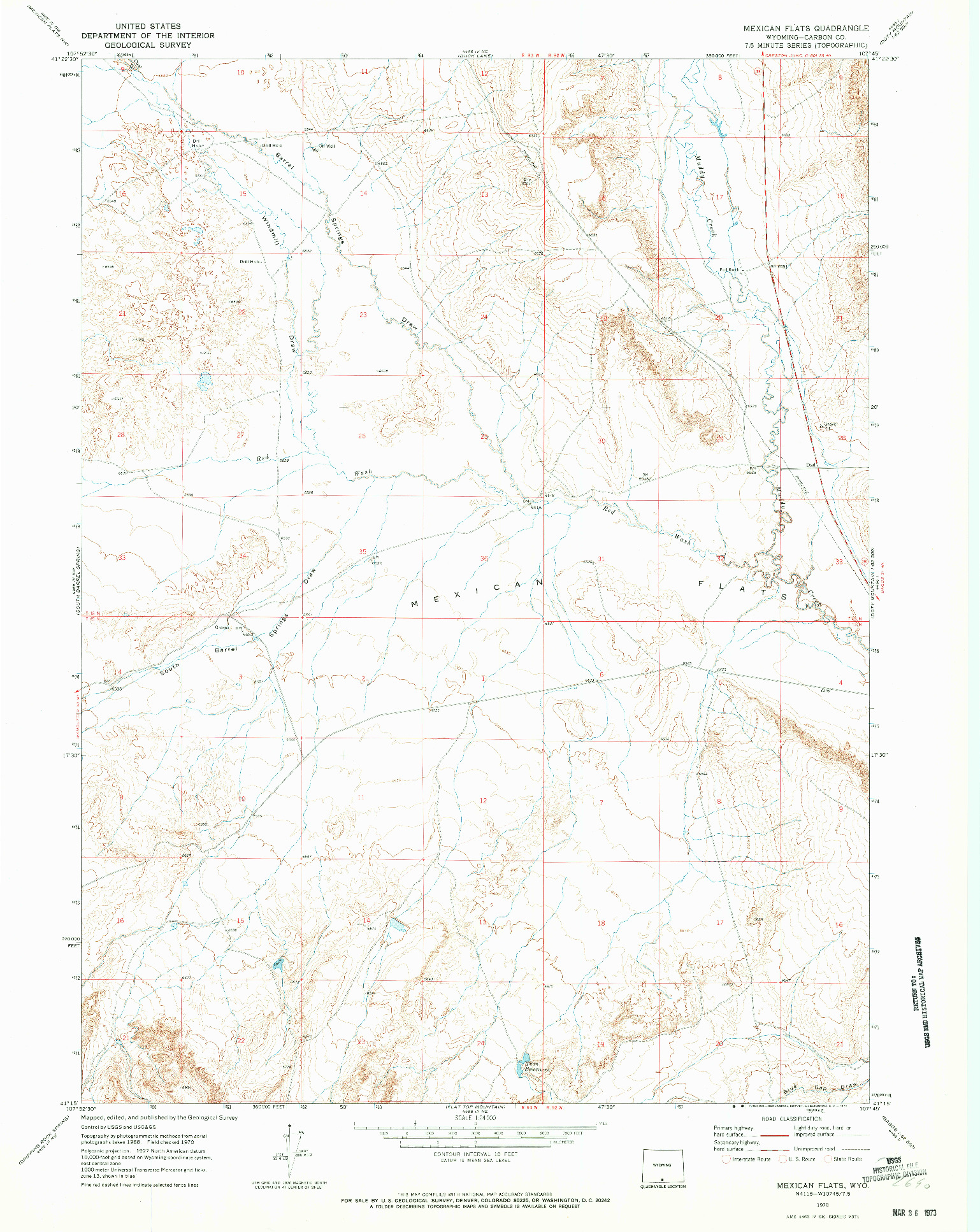 USGS 1:24000-SCALE QUADRANGLE FOR MEXICAN FLATS, WY 1970