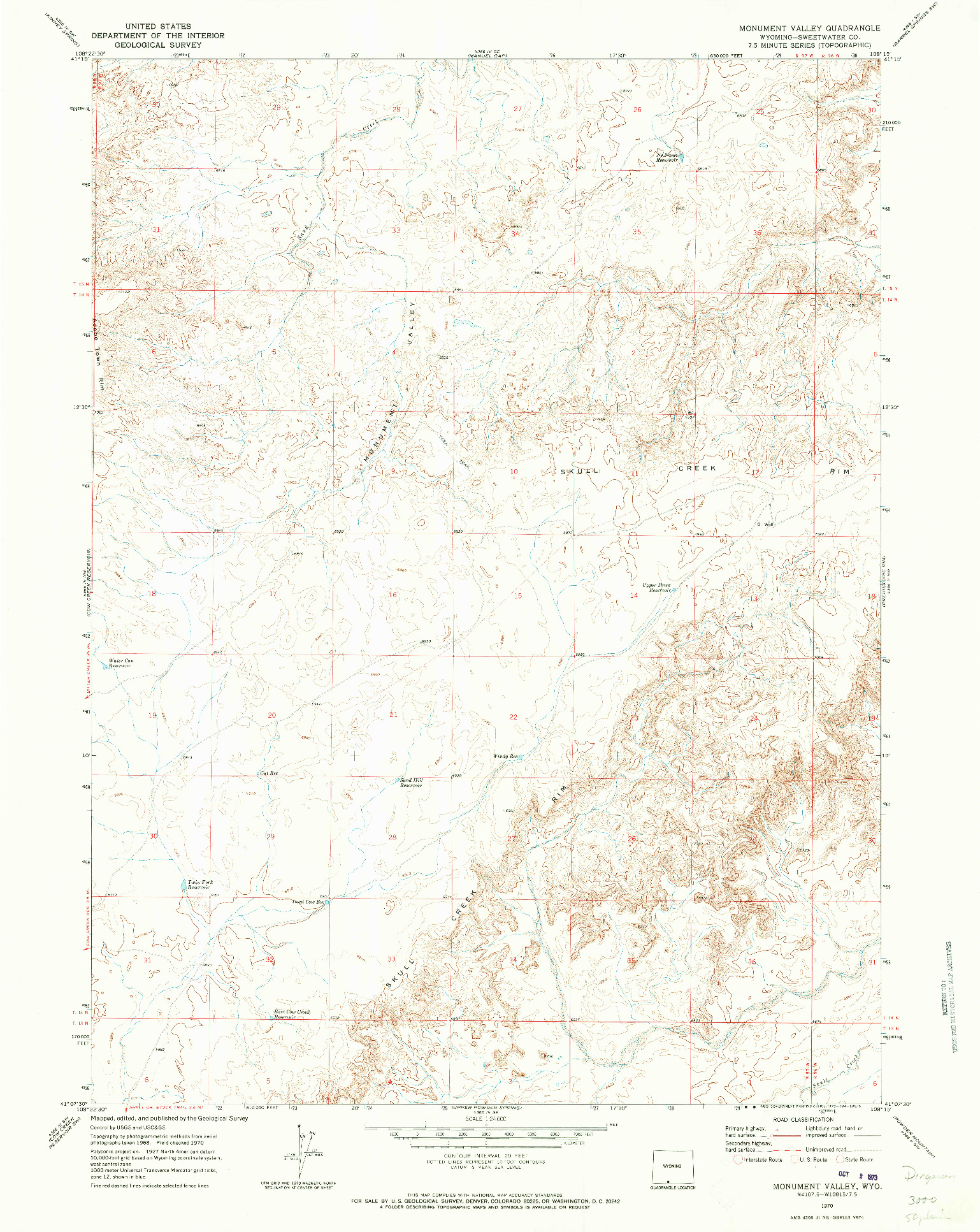 USGS 1:24000-SCALE QUADRANGLE FOR MONUMENT VALLEY, WY 1970