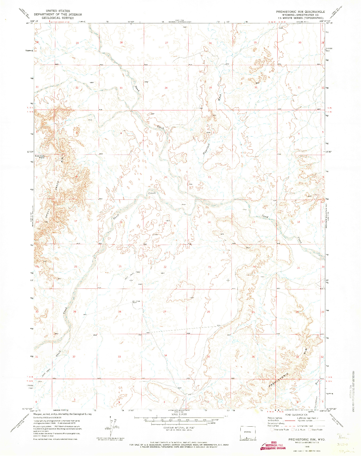 USGS 1:24000-SCALE QUADRANGLE FOR PREHISTORIC RIM, WY 1970
