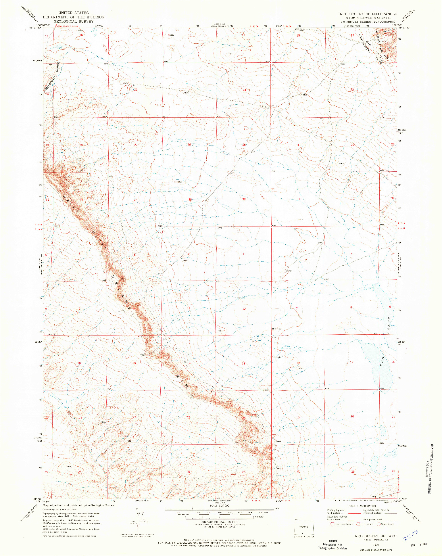 USGS 1:24000-SCALE QUADRANGLE FOR RED DESERT SE, WY 1970
