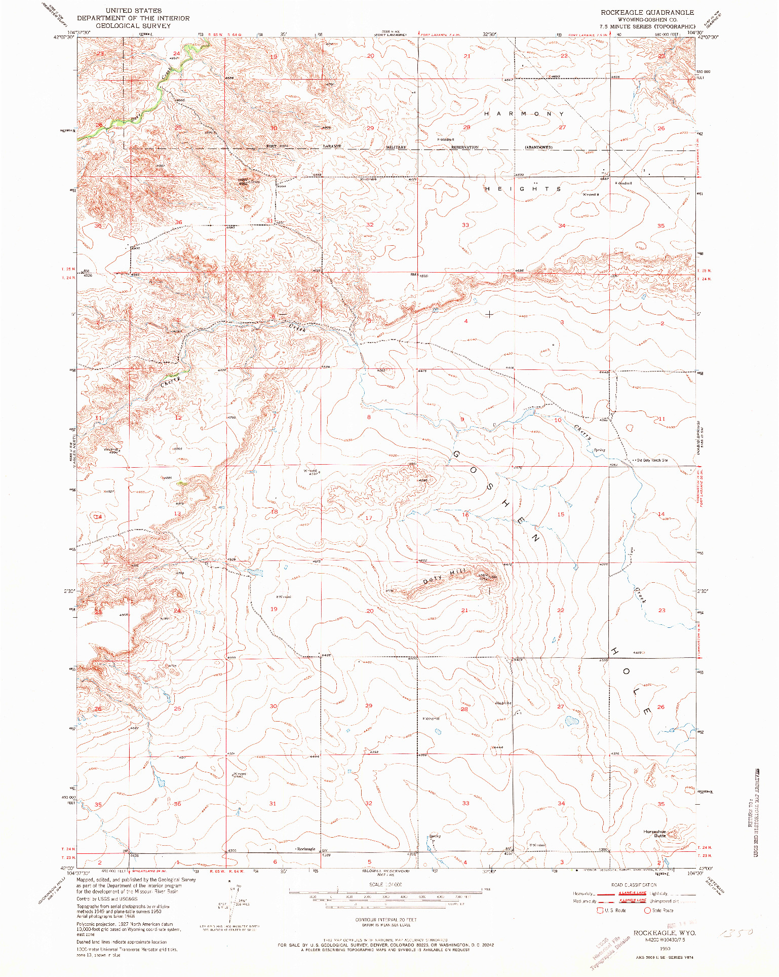 USGS 1:24000-SCALE QUADRANGLE FOR ROCKEAGLE, WY 1950